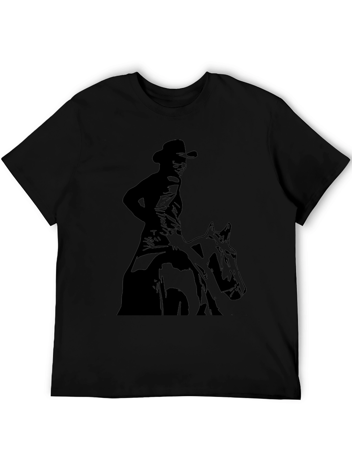 Black Cowboy Rider Graphic Black T-Shirt view 5