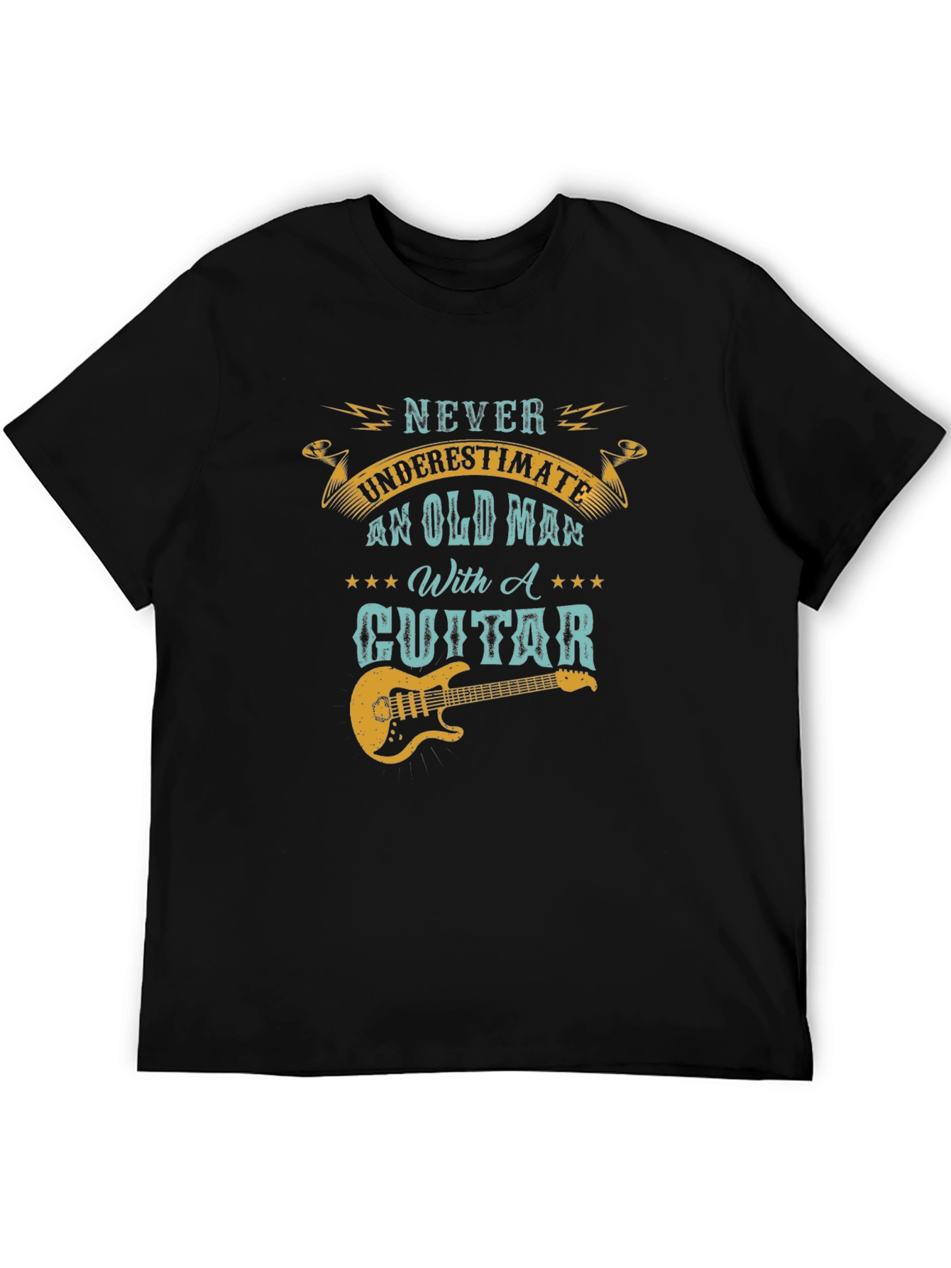 Black Never Underestimate Old Man With Guitar T-Shirt view 5