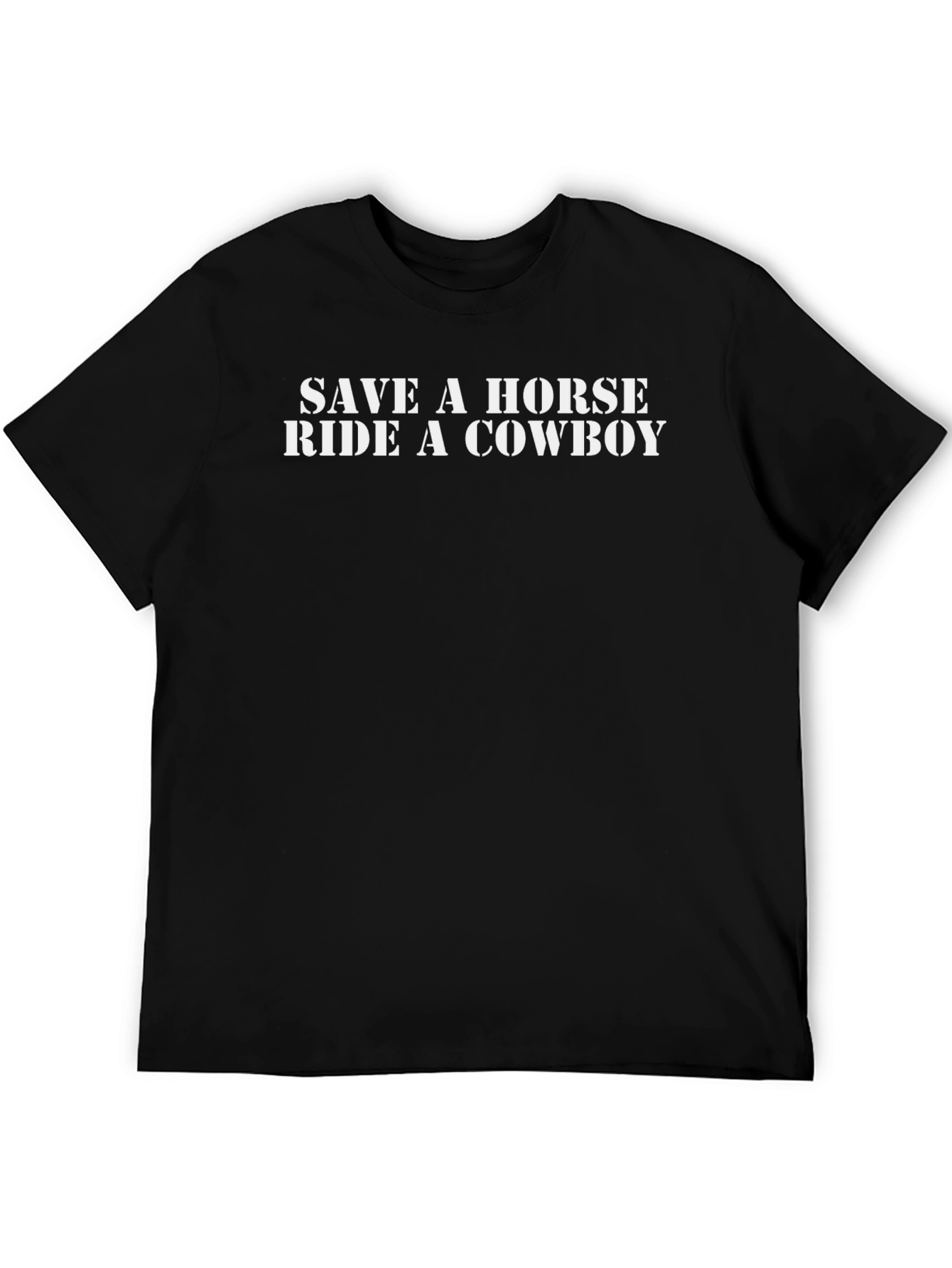 Black Save a Horse Ride a Cowboy Graphic Tee - Black Cotton Blend view 5