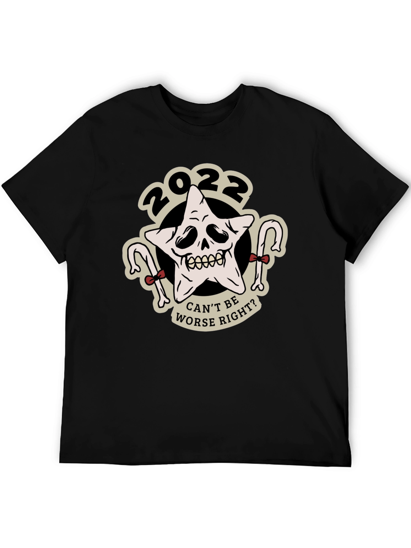 Black 2022 Star Skull Graphic Tee - "Can't Be Worse, Right?" view 5