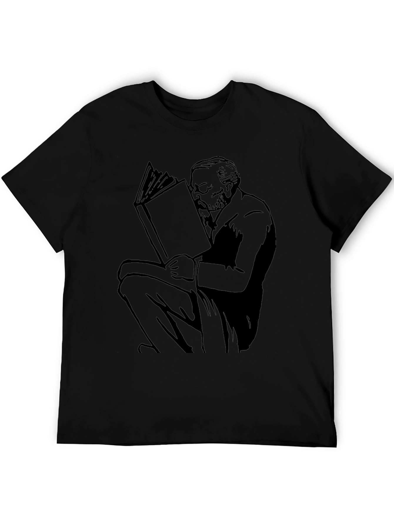 Black Reading Man Graphic Tee - Unisex Black T-Shirt view 5