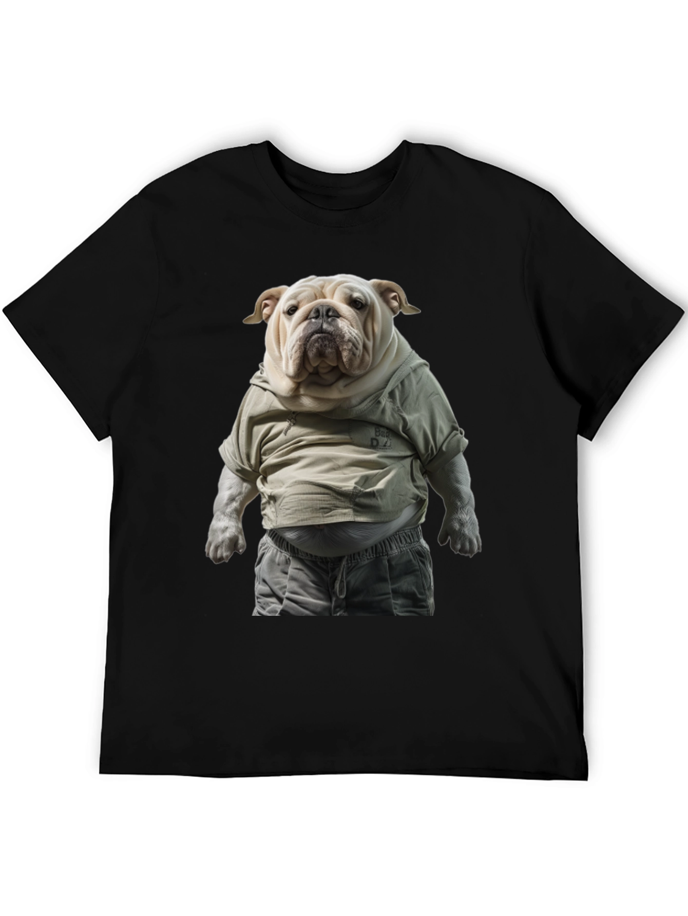 Black Bulldog in Hoodie Graphic Tee view 5
