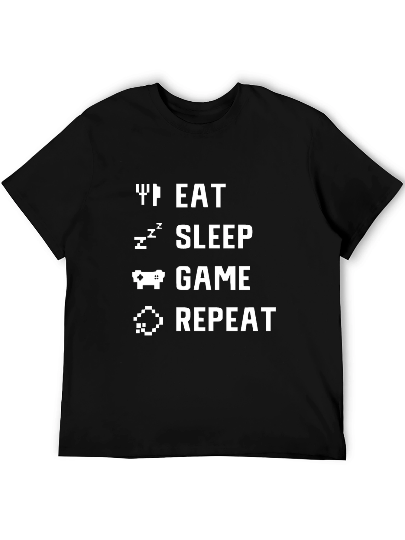 Black Eat Sleep Game Repeat Graphic Tee - Black view 5