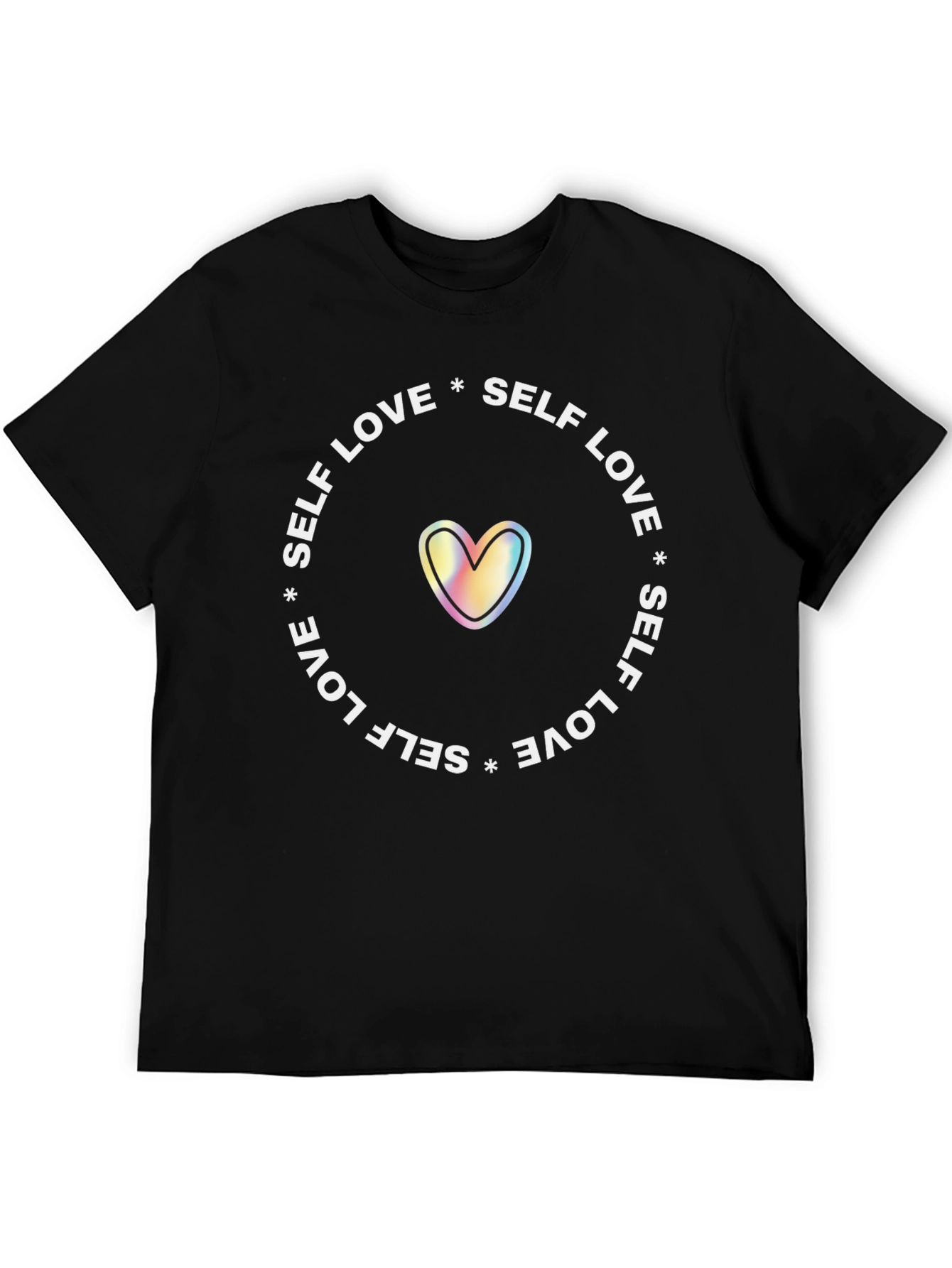 Black Self Love Heart Graphic Tee - Unisex Black T-Shirt view 5
