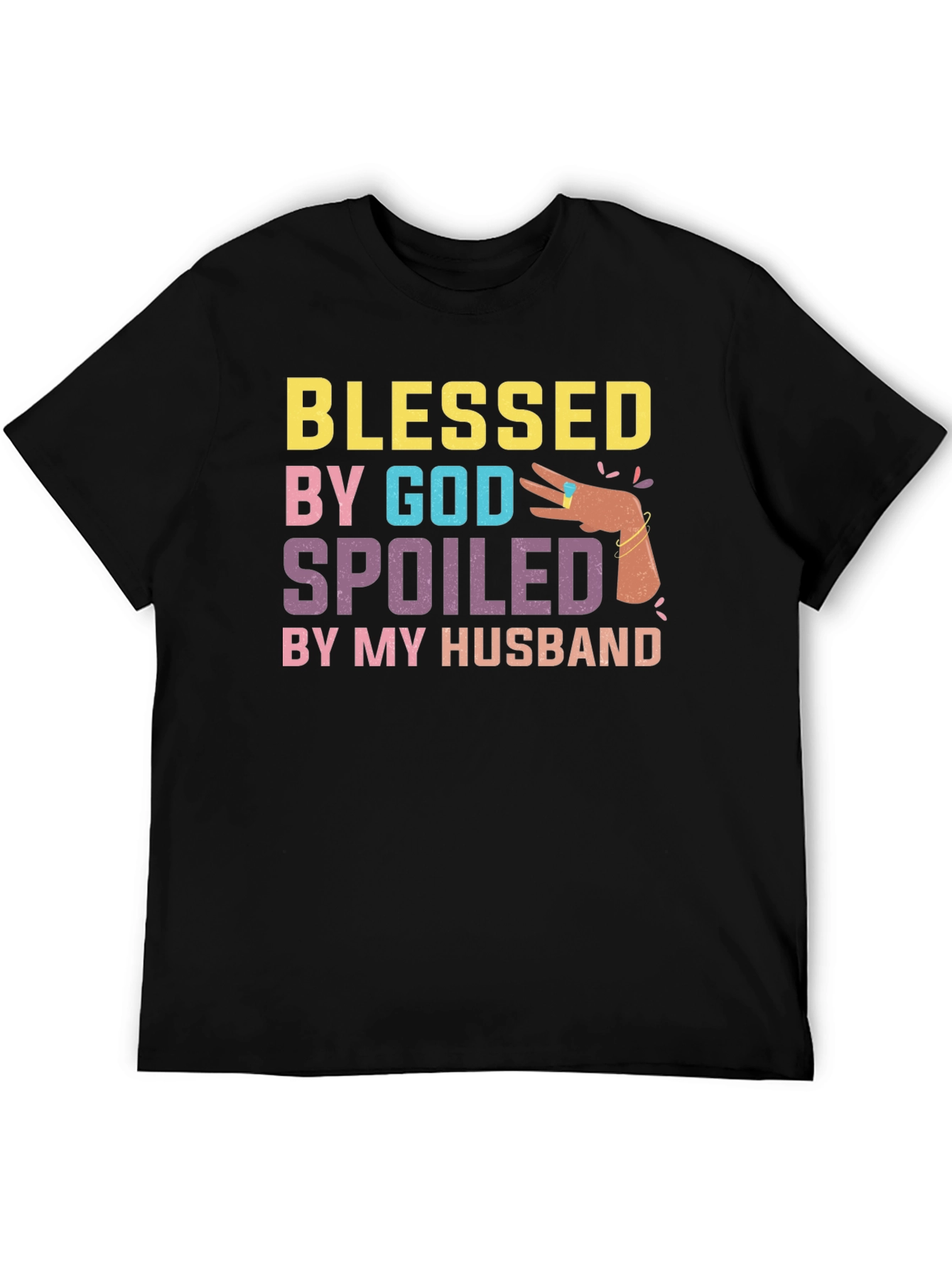 Black Blessed by God Spoiled by my Husband T-Shirt view 5