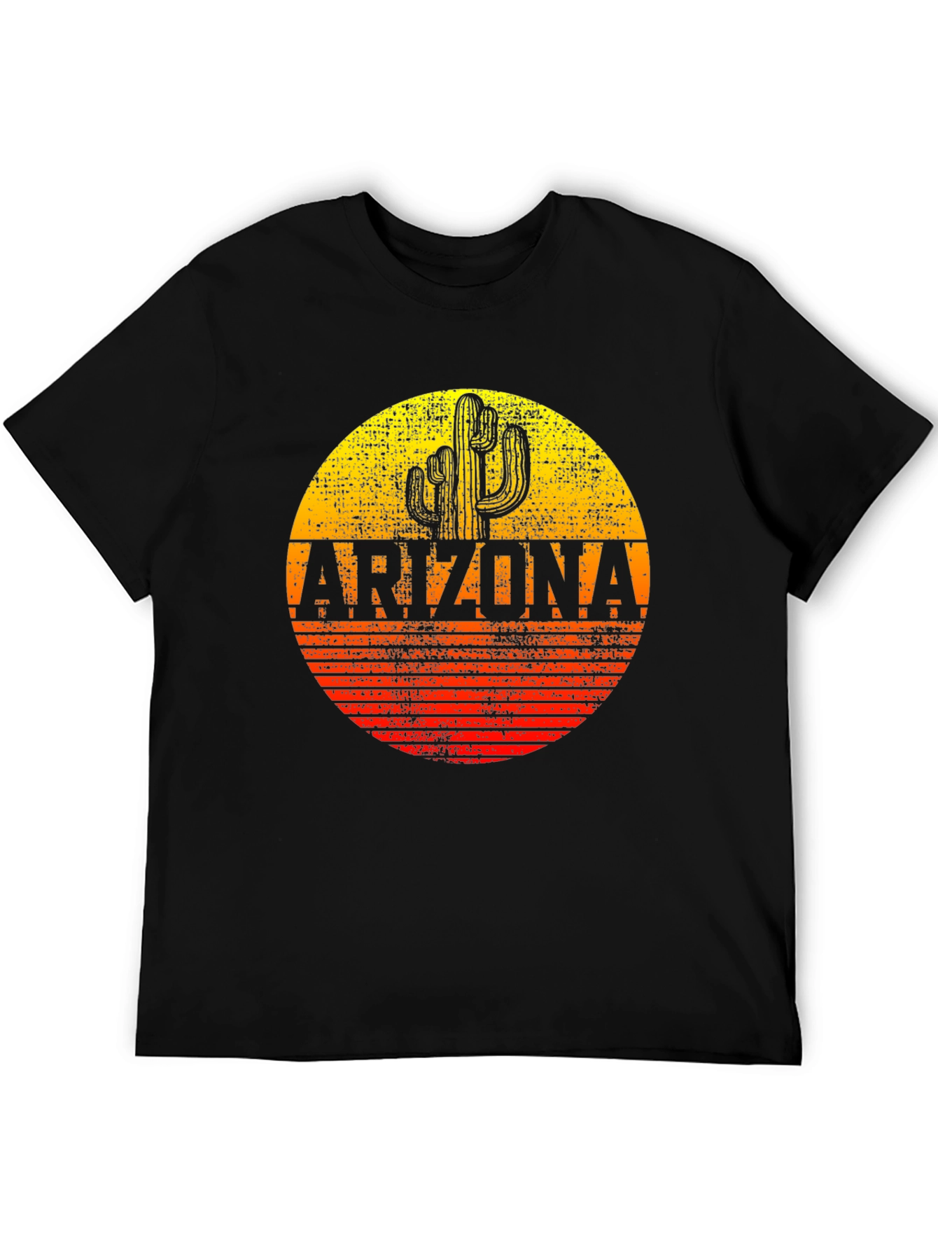 Black Arizona Cactus Graphic T-Shirt - Retro Sunset Design view 5