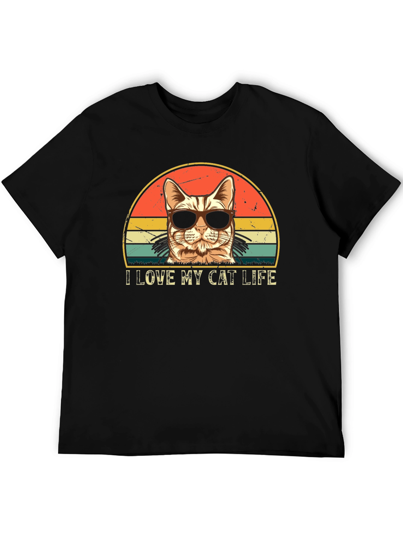 Black I Love My Cat Life Retro T-Shirt view 5