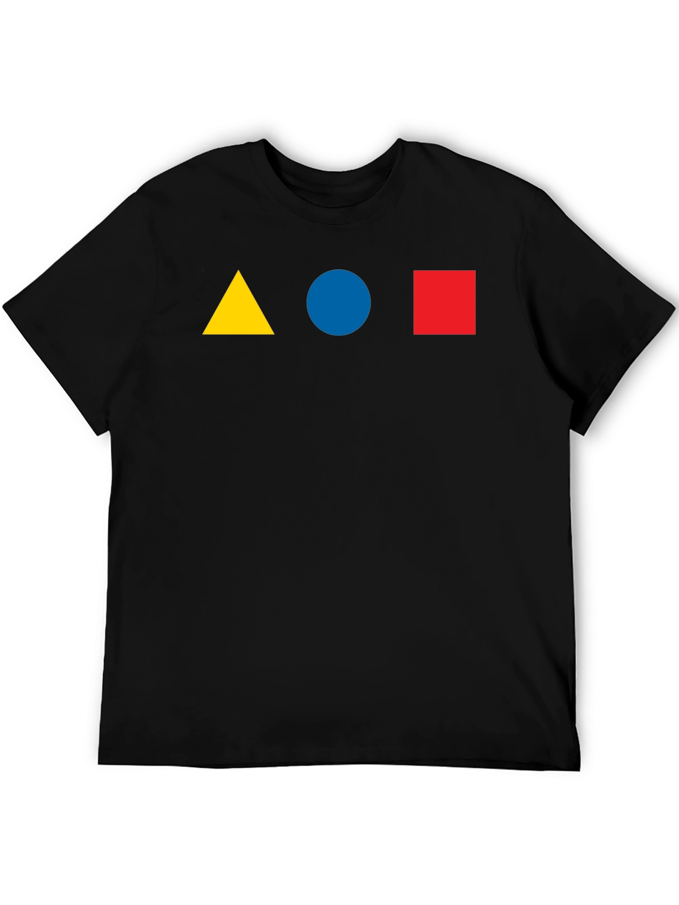 Black Geometric Shapes T-Shirt - Triangle, Circle, Square Design view 5