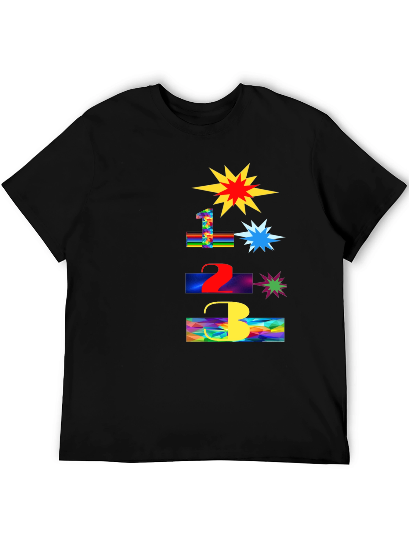 Black Fun Number Blast T-Shirt - Colorful Graphic Tee view 5