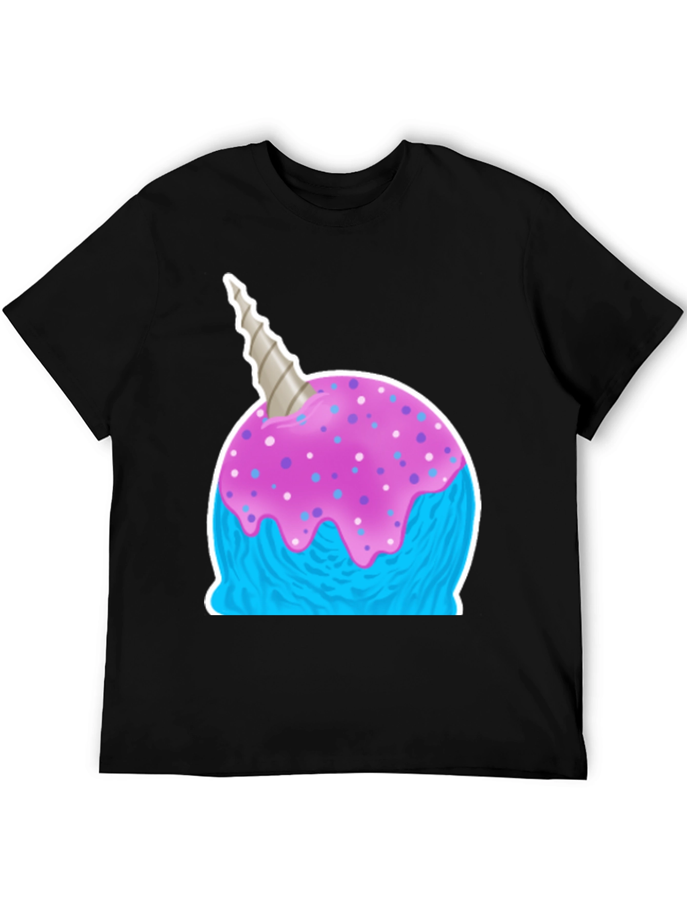 Black Narwhal Ice Cream Graphic Tee - Fun Novelty Shirt view 5