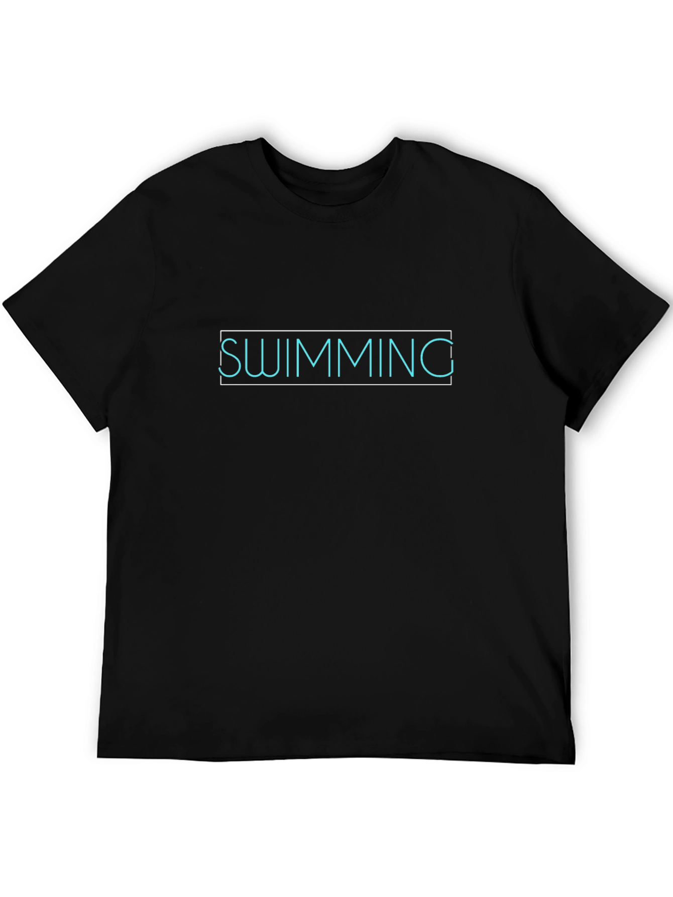 Black Swimming Graphic T-Shirt - Black Crew Neck Tee view 5