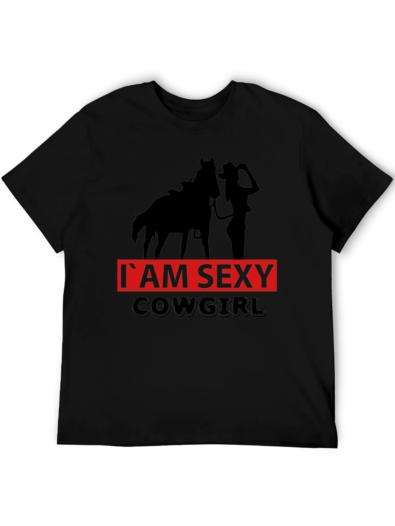 Black I'm Sexy Cowgirl Graphic Tee - Black Unisex T-Shirt view 5