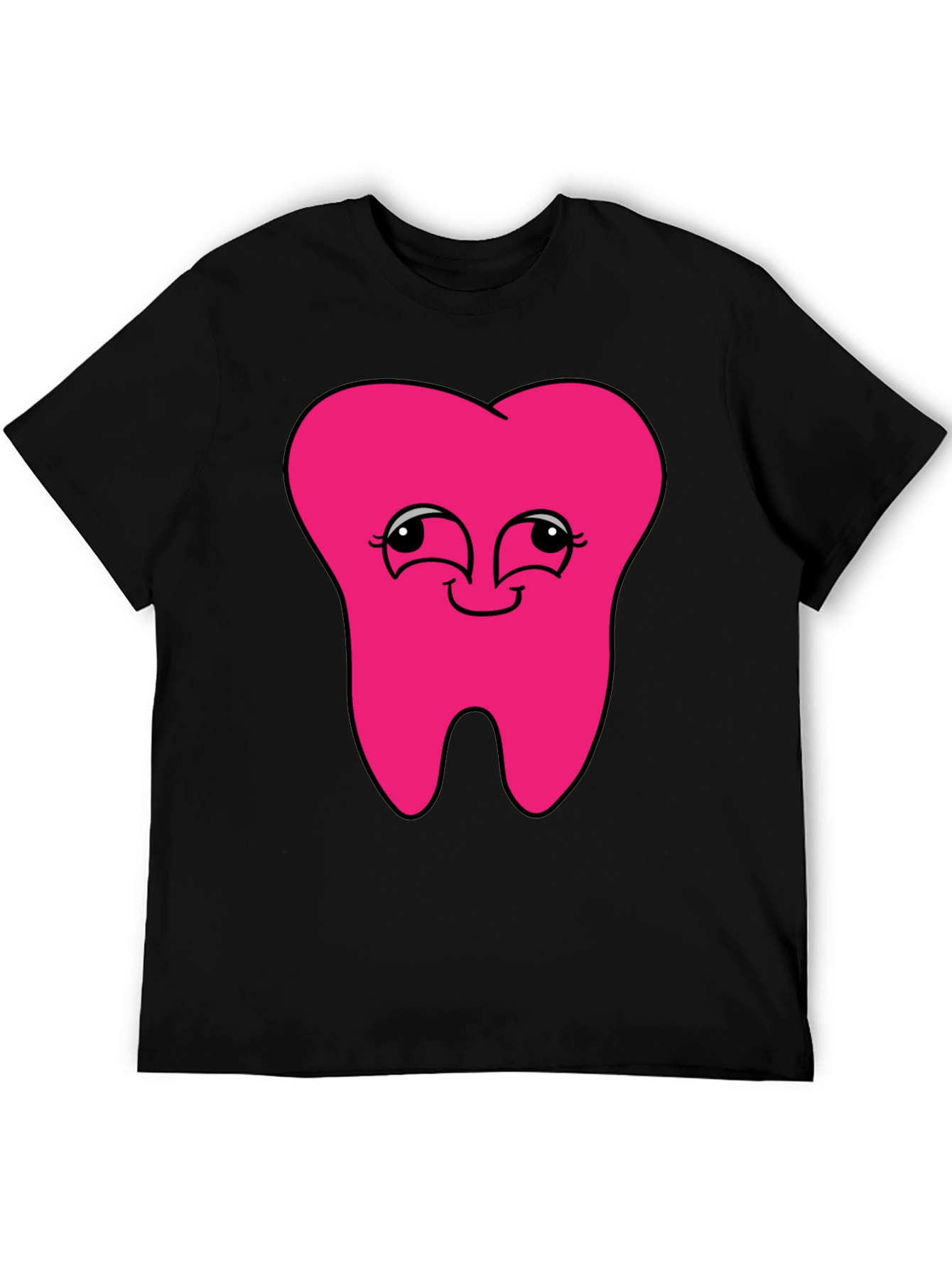 Black Funny Pink Tooth Graphic T-Shirt view 5