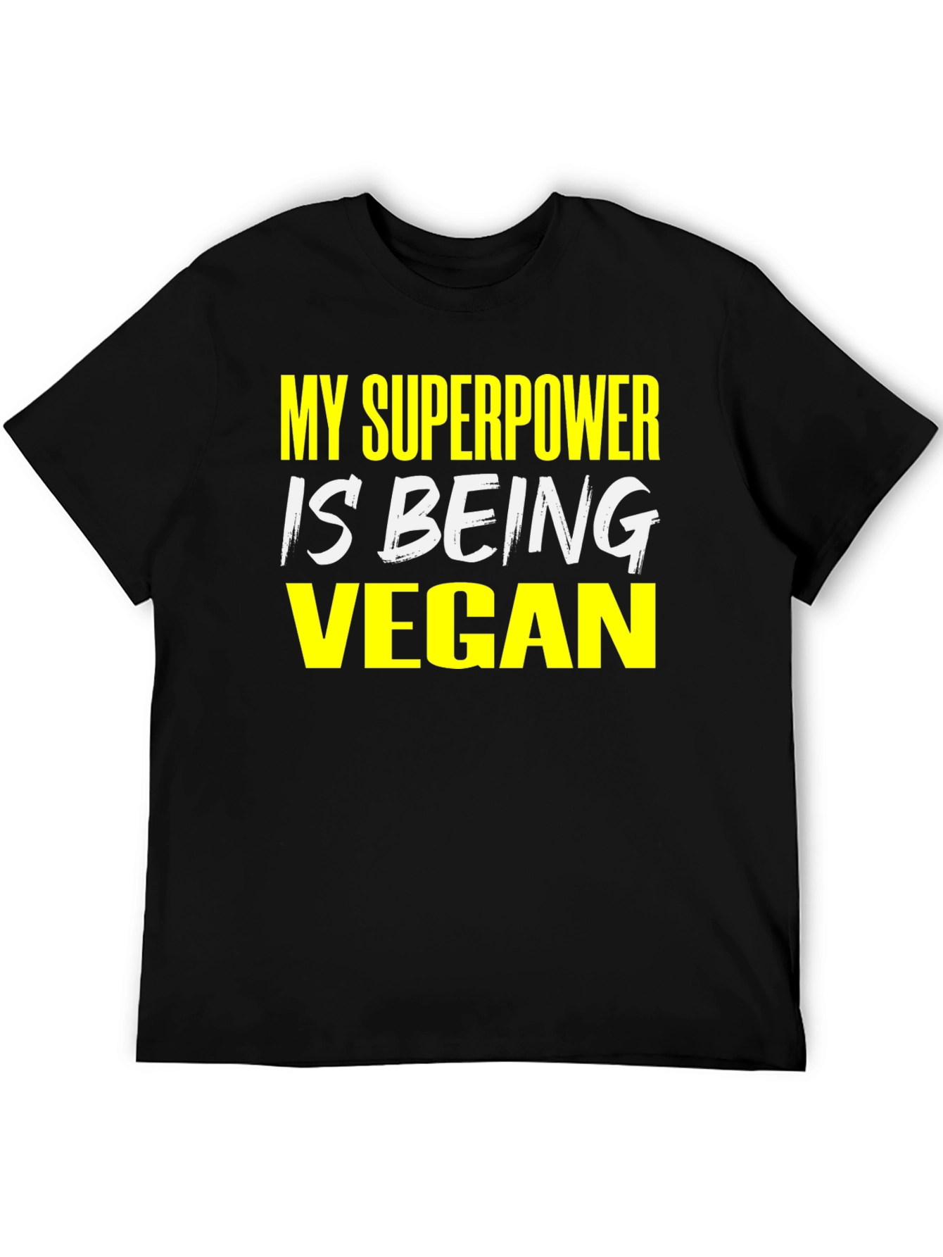 Black Vegan Superpower T-Shirt - Black Graphic Tee view 5