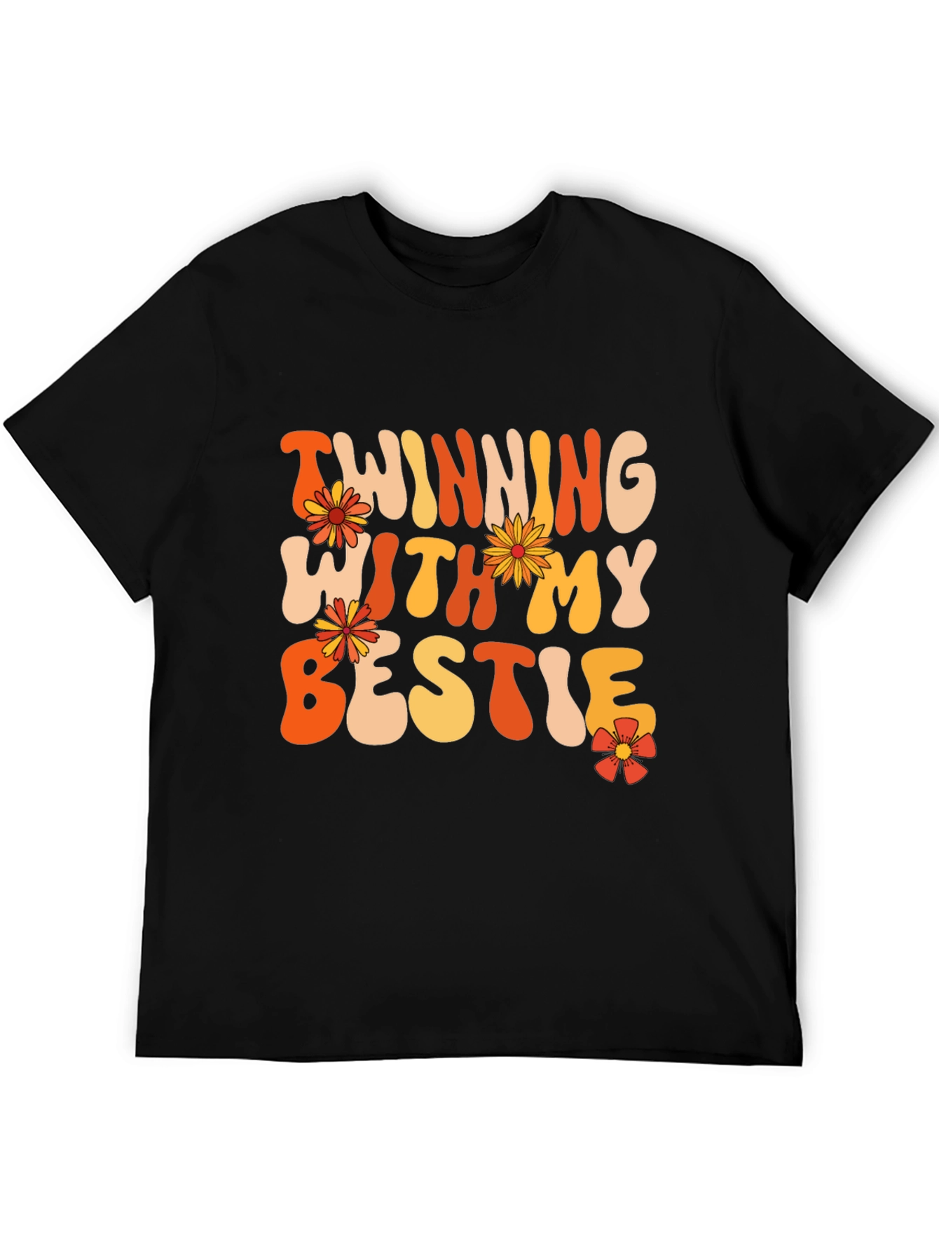 Black Twinning With My Bestie Black Graphic Tee view 5