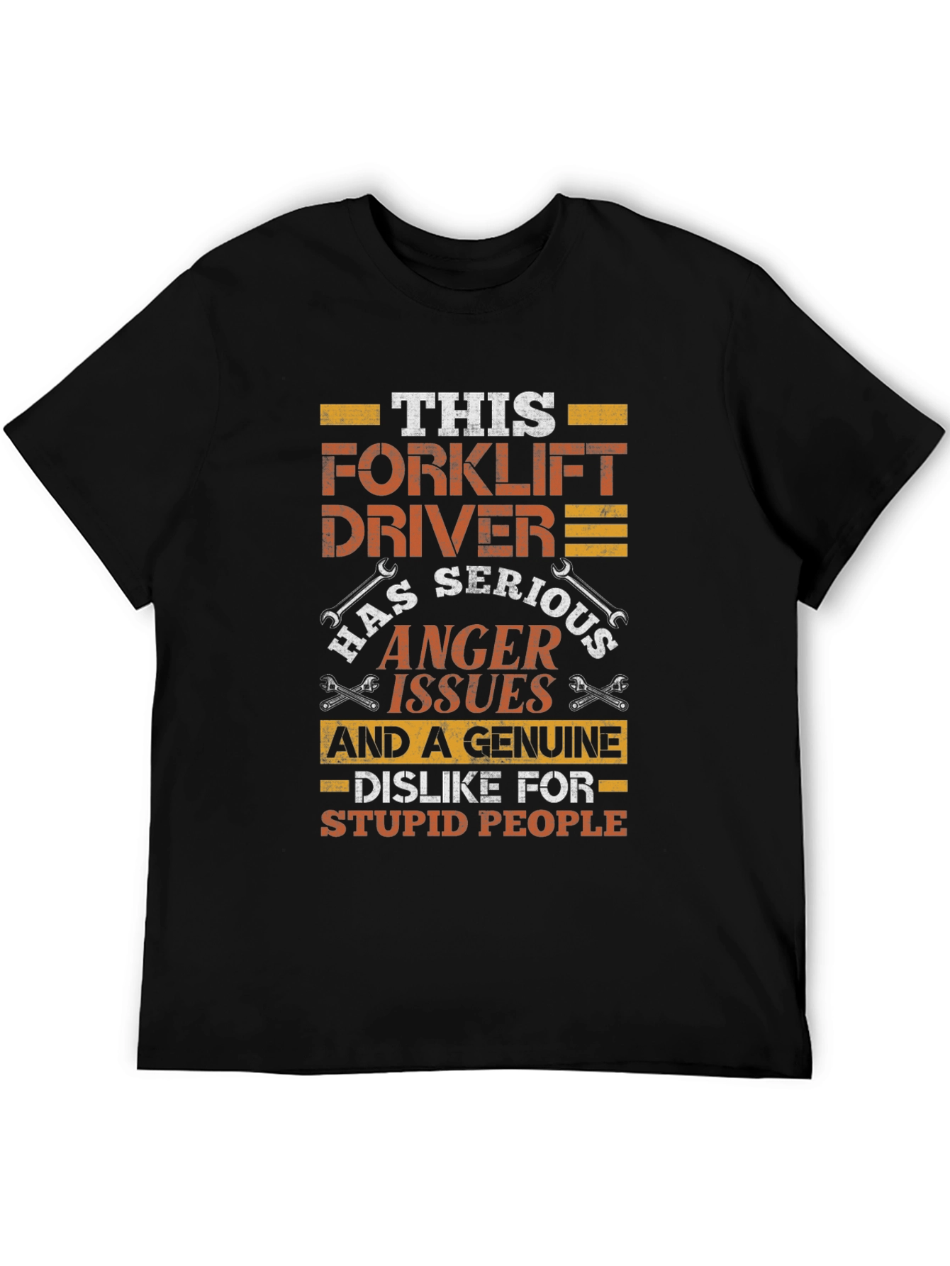 Black Forklift Driver Anger Issues Funny T-Shirt view 5