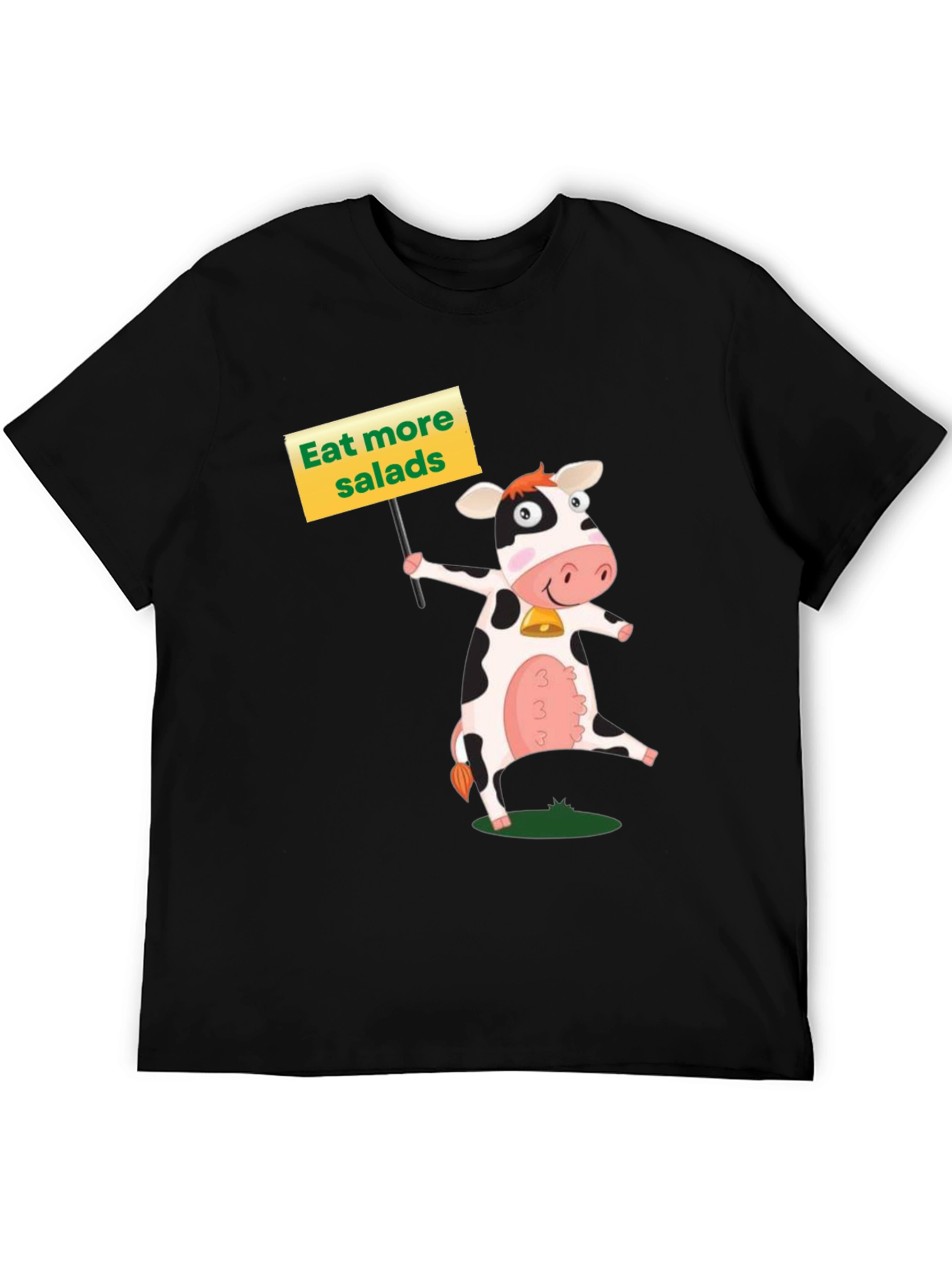 Black Eat More Salads Cow Graphic T-Shirt view 5