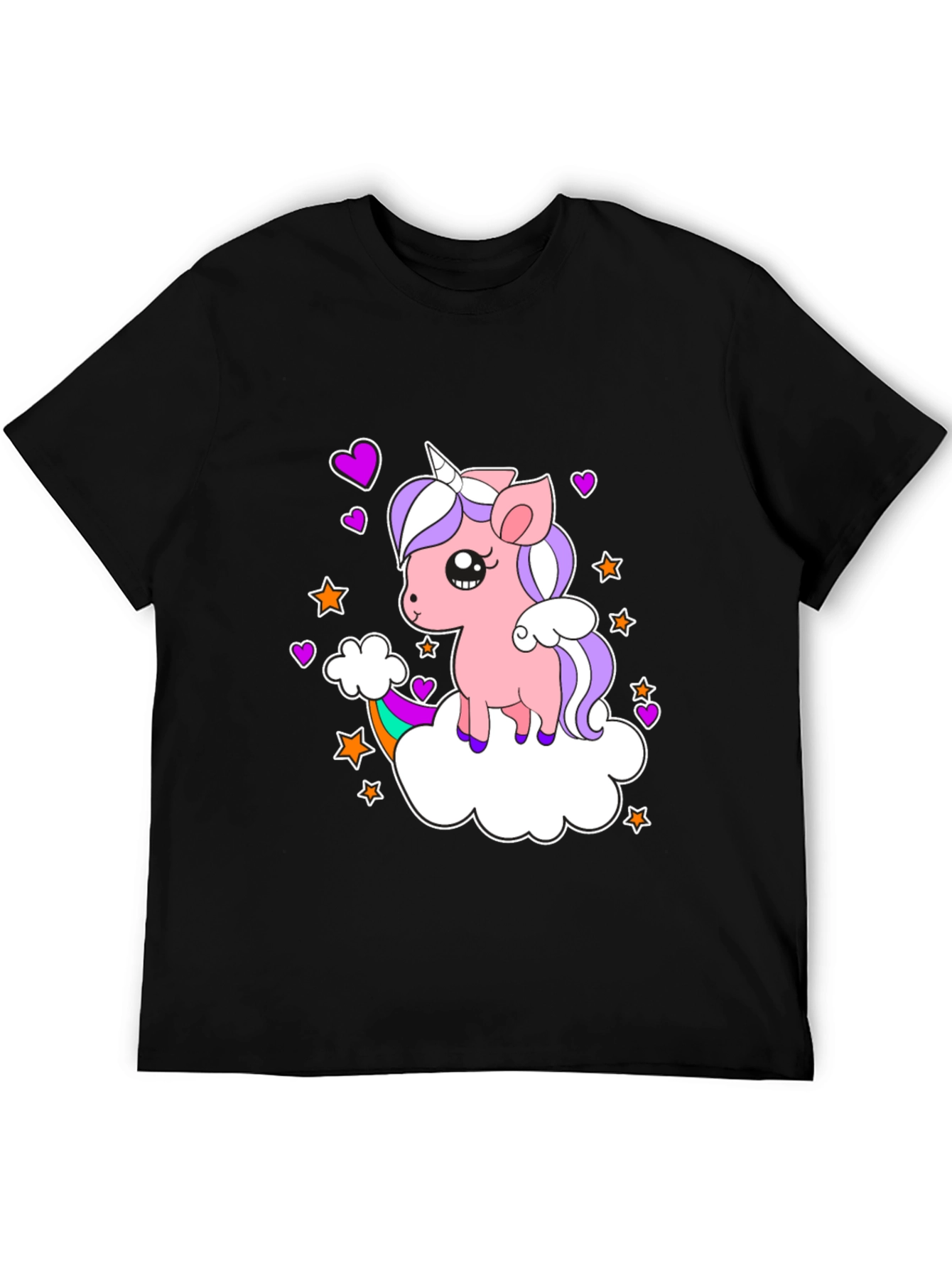 Black Cute Unicorn T-Shirt: Whimsical Rainbow Design view 5