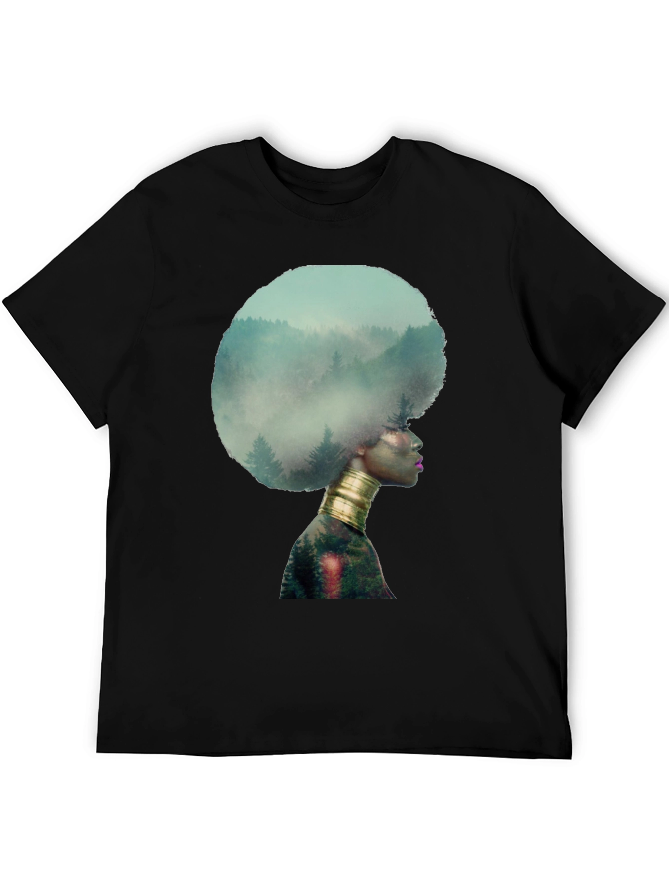 Black Nature Afro Graphic Tee - Black view 5