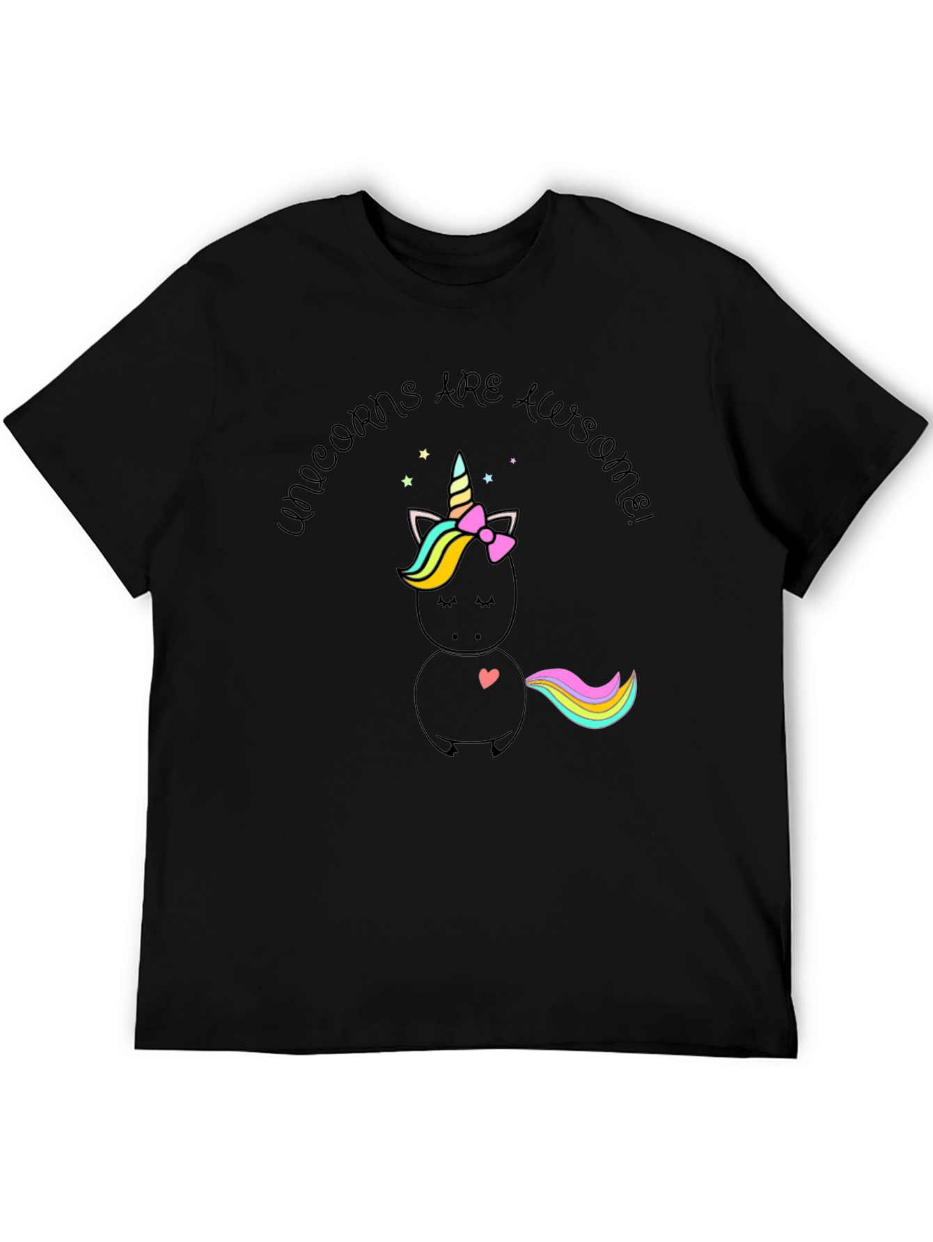 Black Unicorns Are Awesome! Black T-Shirt view 5