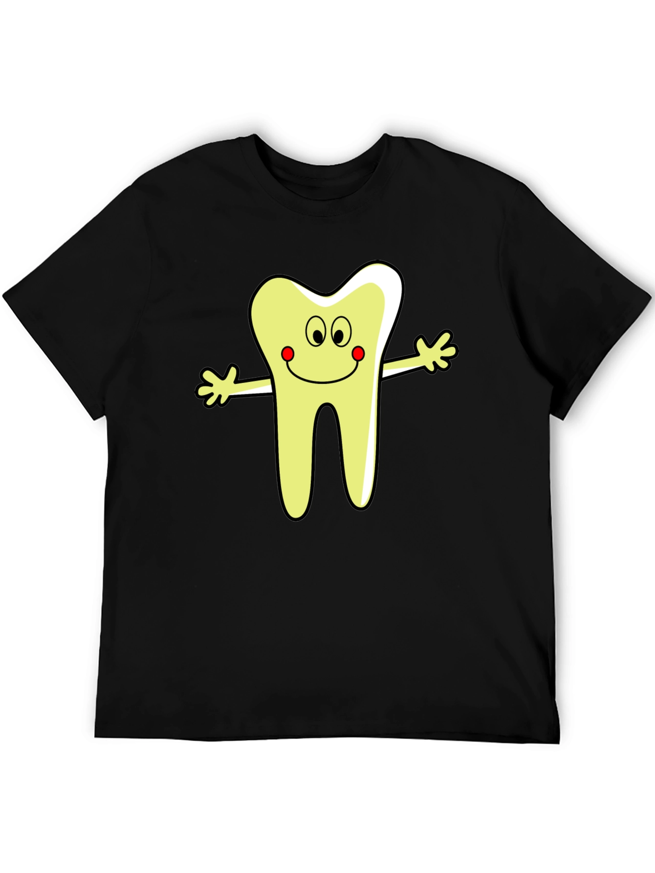 Black Cartoon Tooth Graphic T-Shirt - Black Cotton Tee view 5