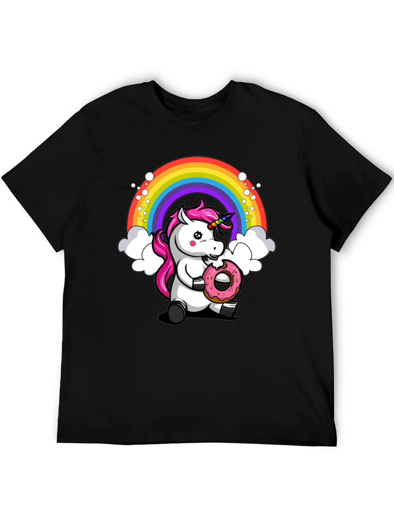 Black Unicorn Donut T-Shirt - Rainbow Graphic Tee view 5