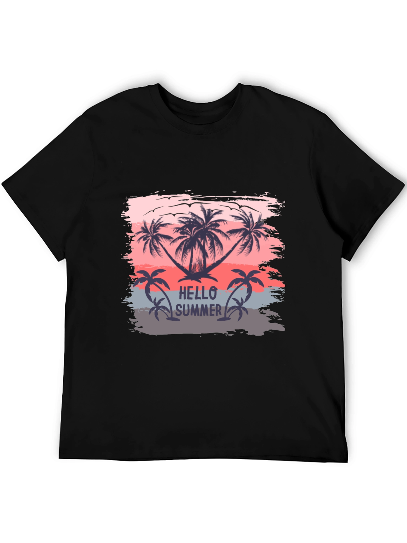Black Hello Summer Palm Tree T-Shirt view 5