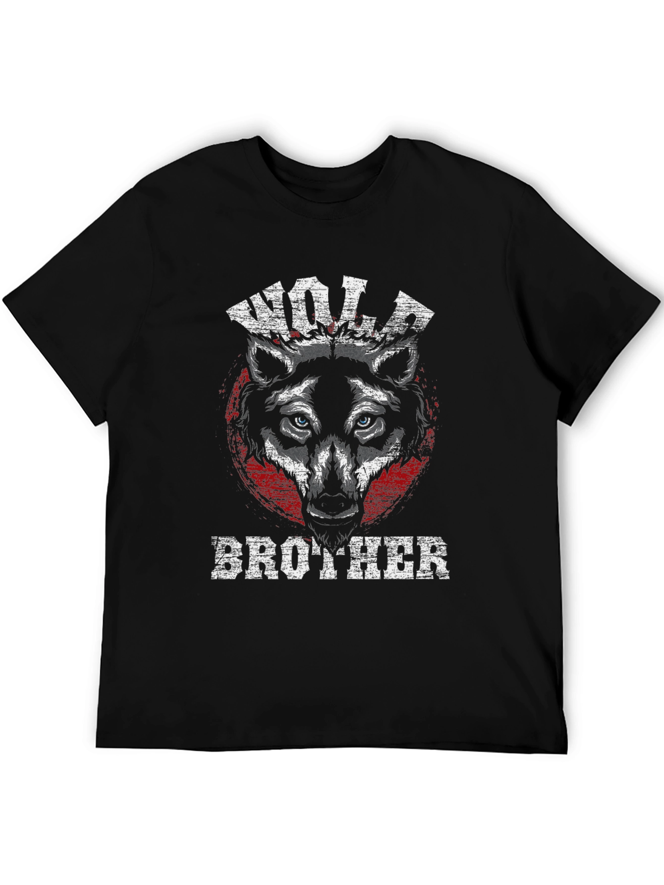 Black Wolf Brother Graphic Tee - Black Cotton T-Shirt view 5