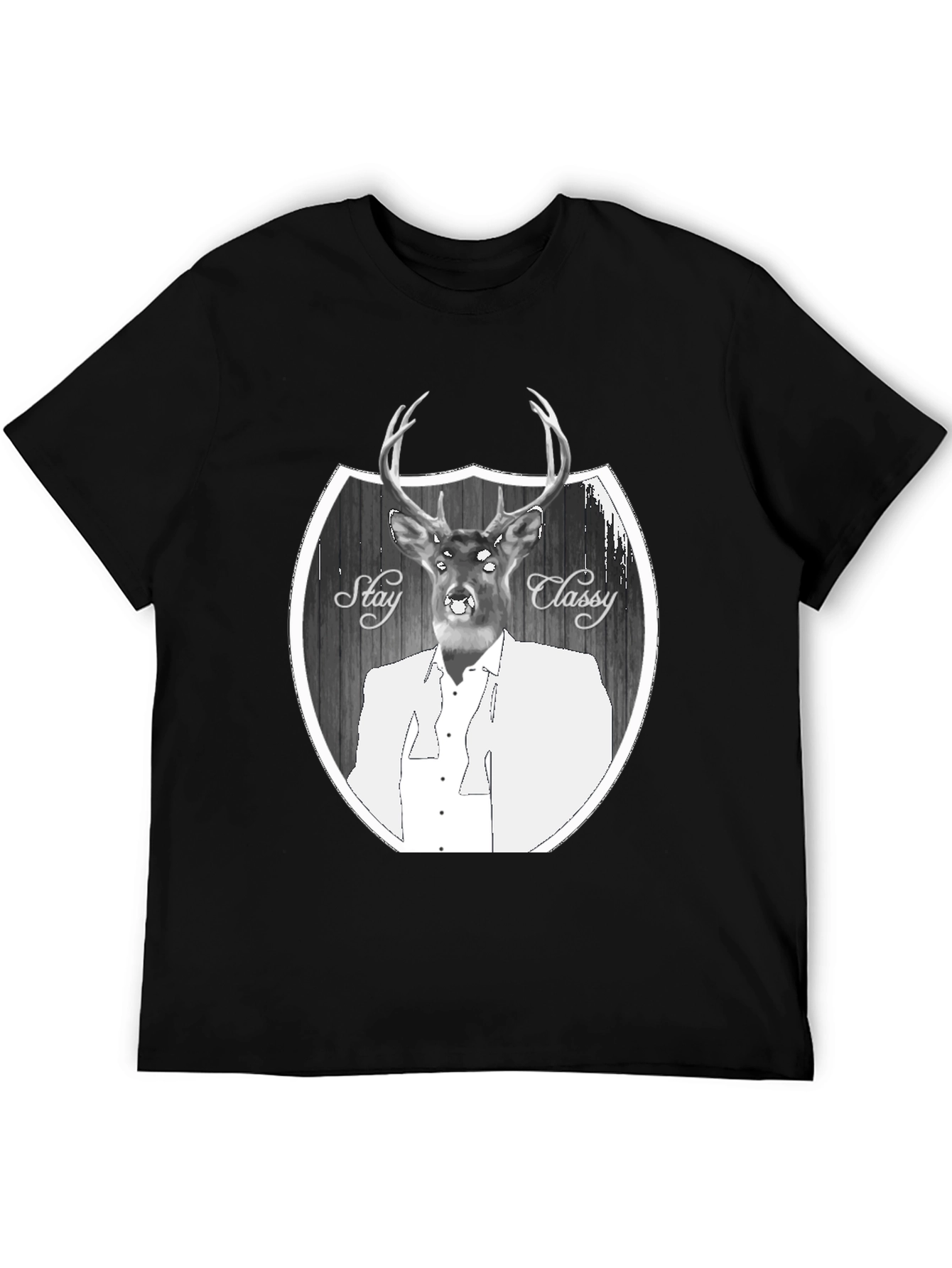 Black Stay Classy Deer Graphic T-Shirt - Men's Black Tee view 5