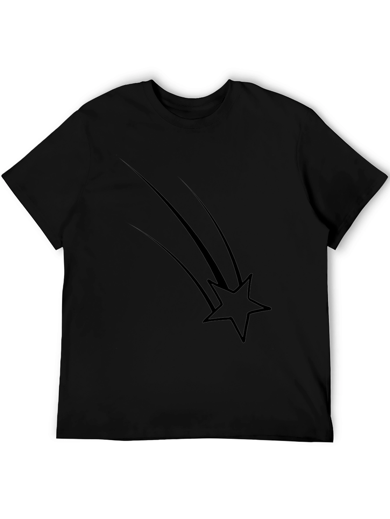 Black Men's Black Graphic Tee - Shooting Star Design view 5