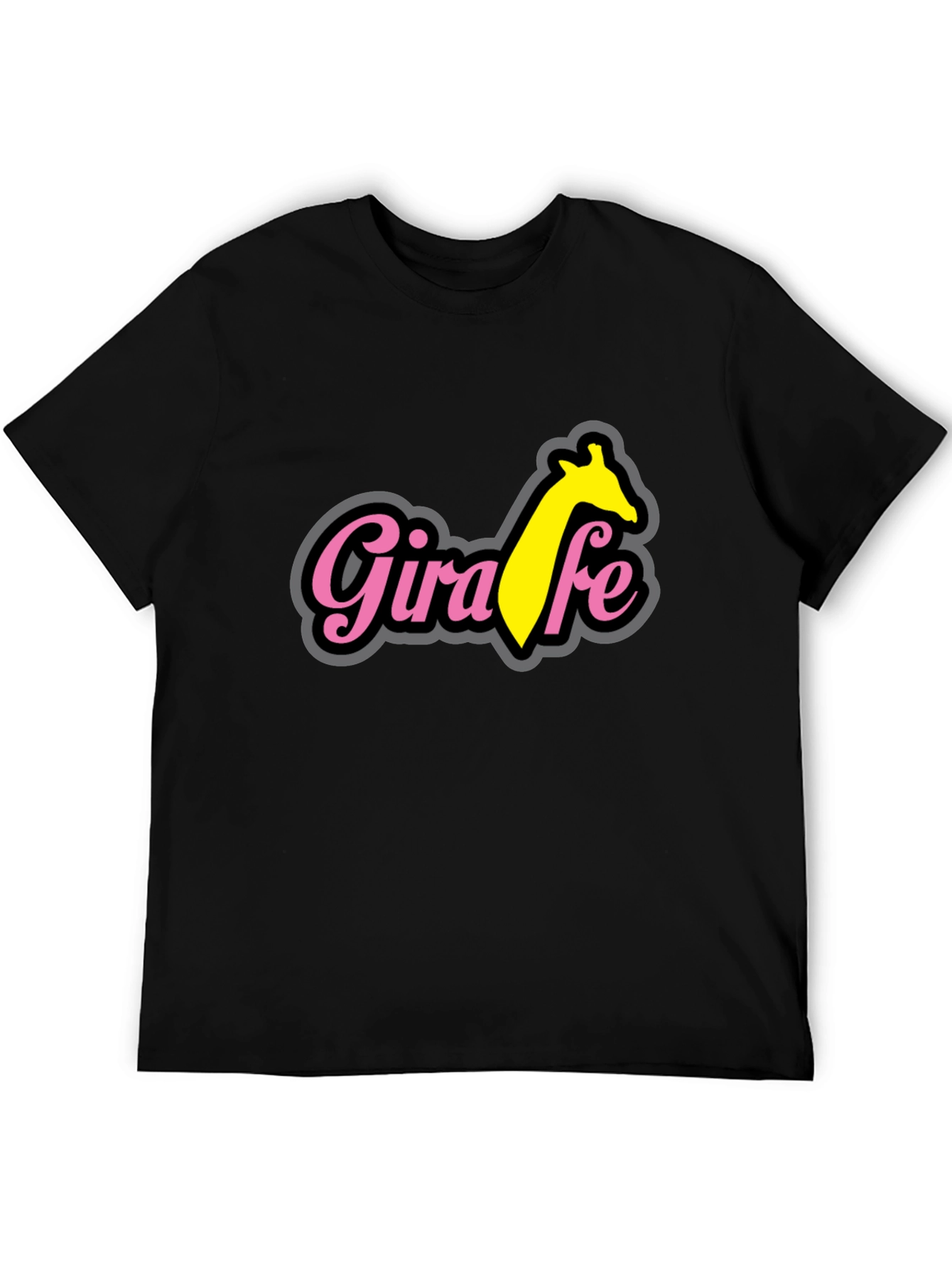 Black Giraffe T-Shirt - Black Cotton Blend Tee view 5