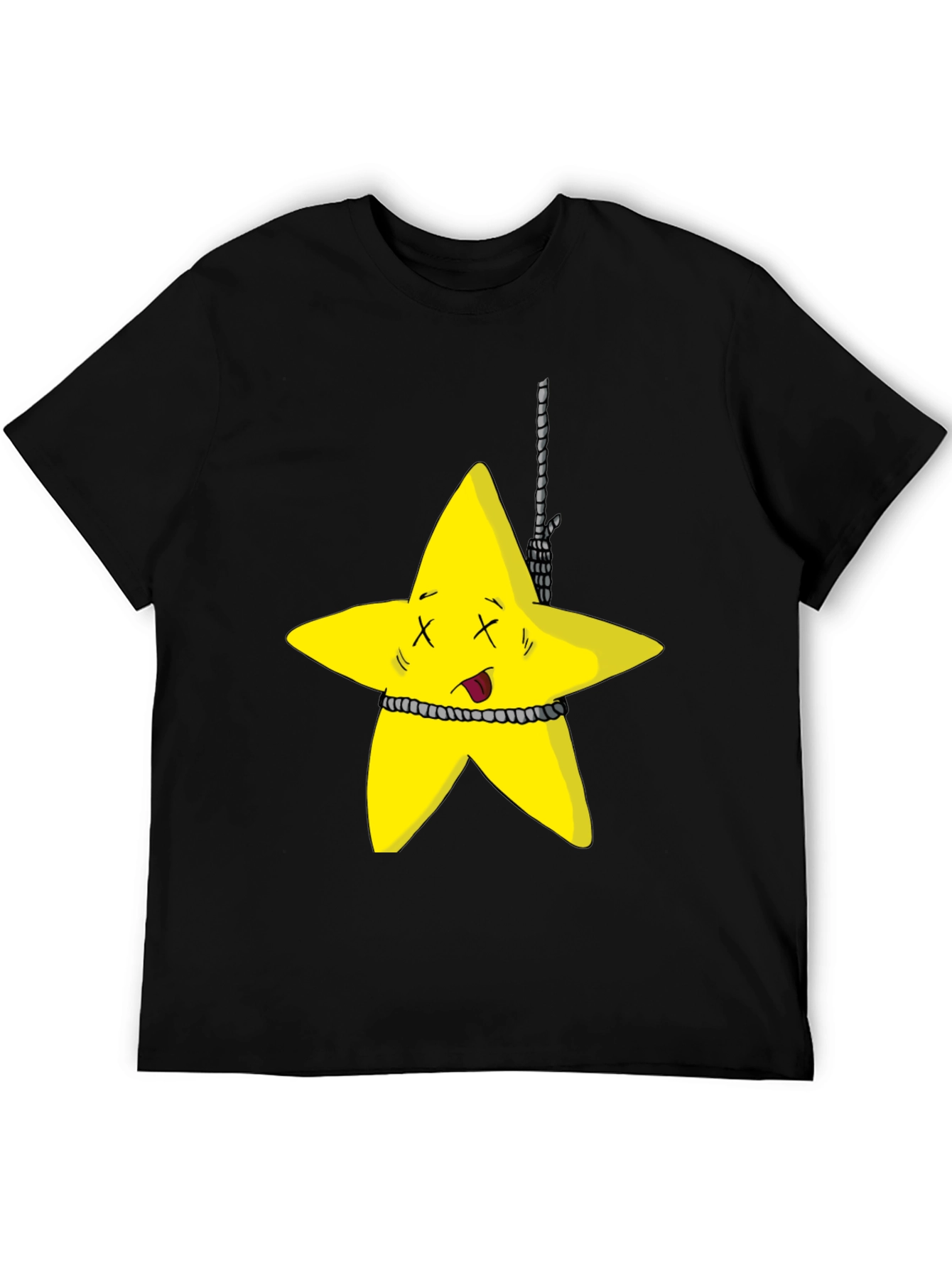 Black Cartoon Star Graphic Black T-Shirt view 5