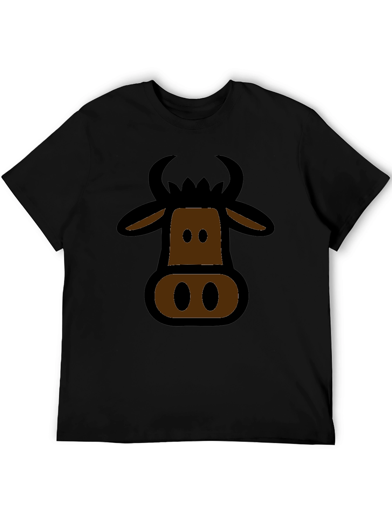 Black Cartoon Cow Graphic Black T-Shirt view 5
