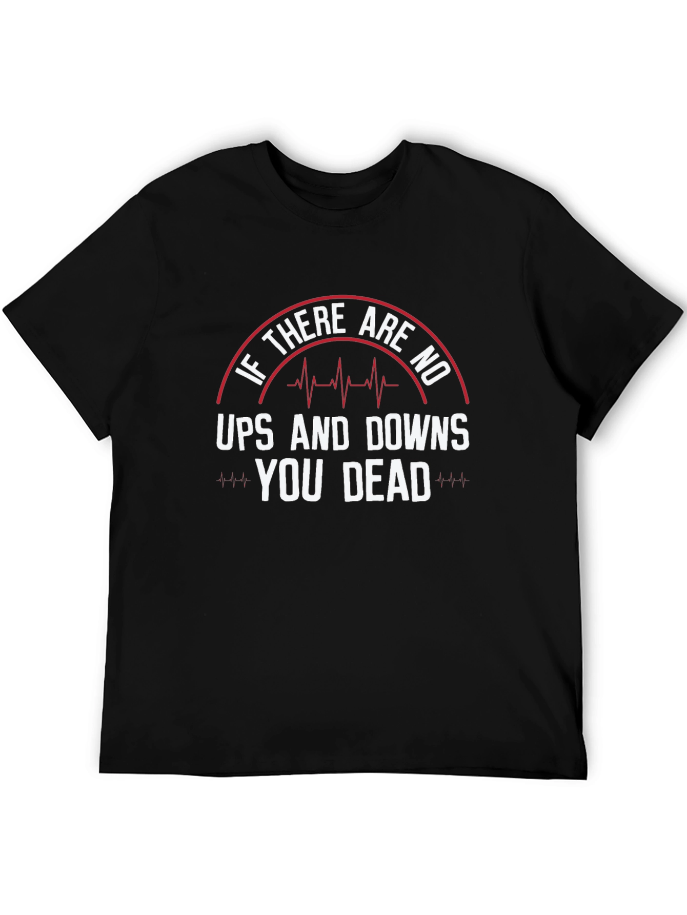 Black Humorous "Ups and Downs" Graphic T-Shirt view 5