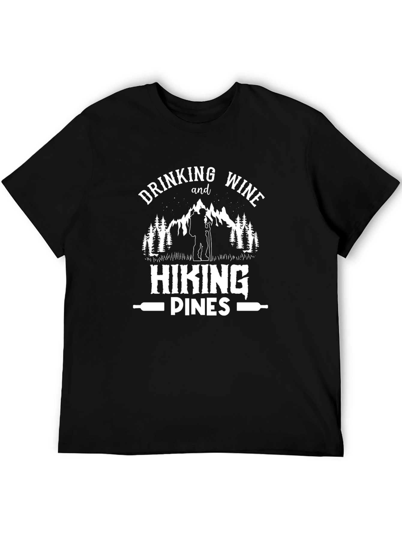 Black Drinking Wine & Hiking T-Shirt view 5