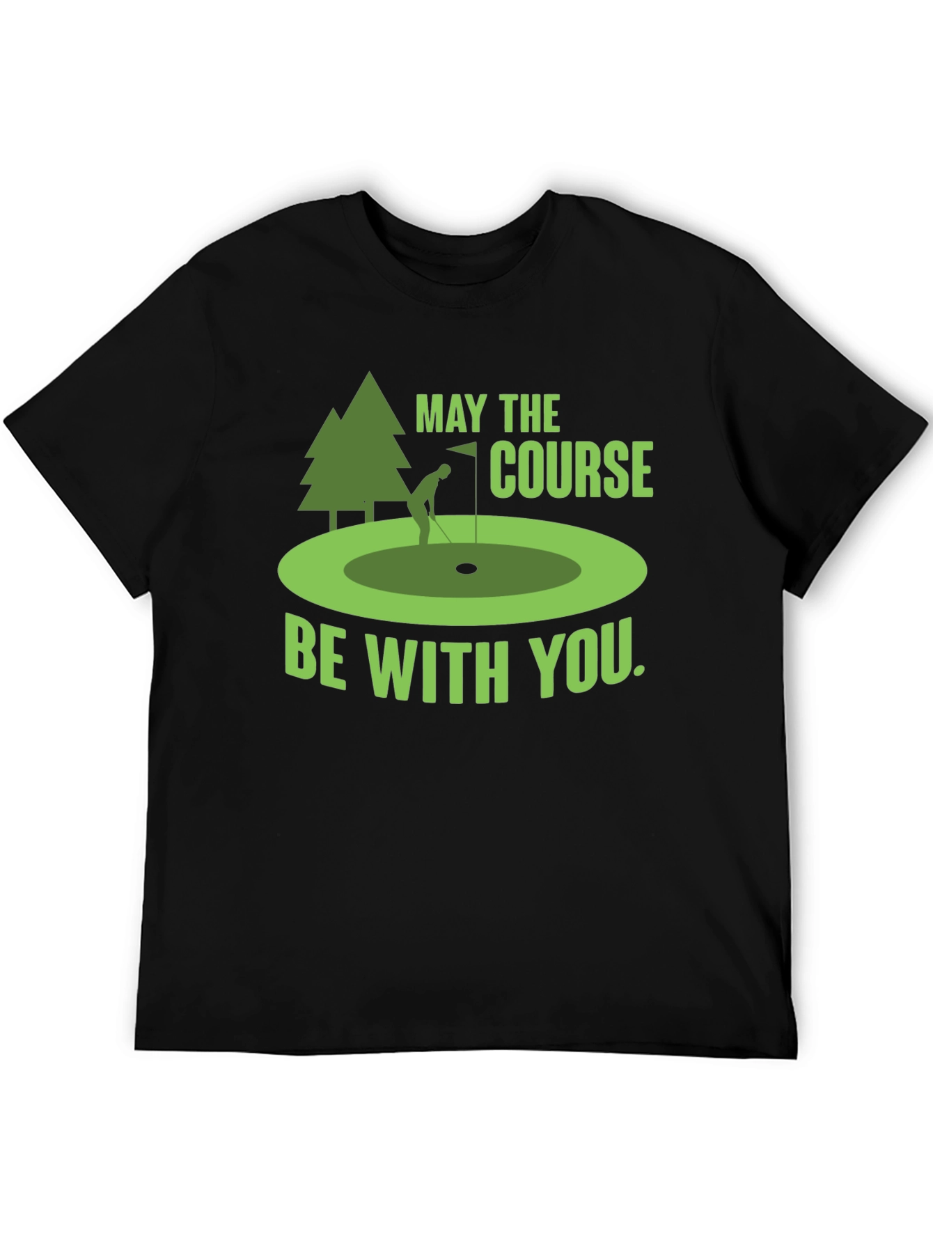 Black Funny Golf T-Shirt: May The Course Be With You view 5