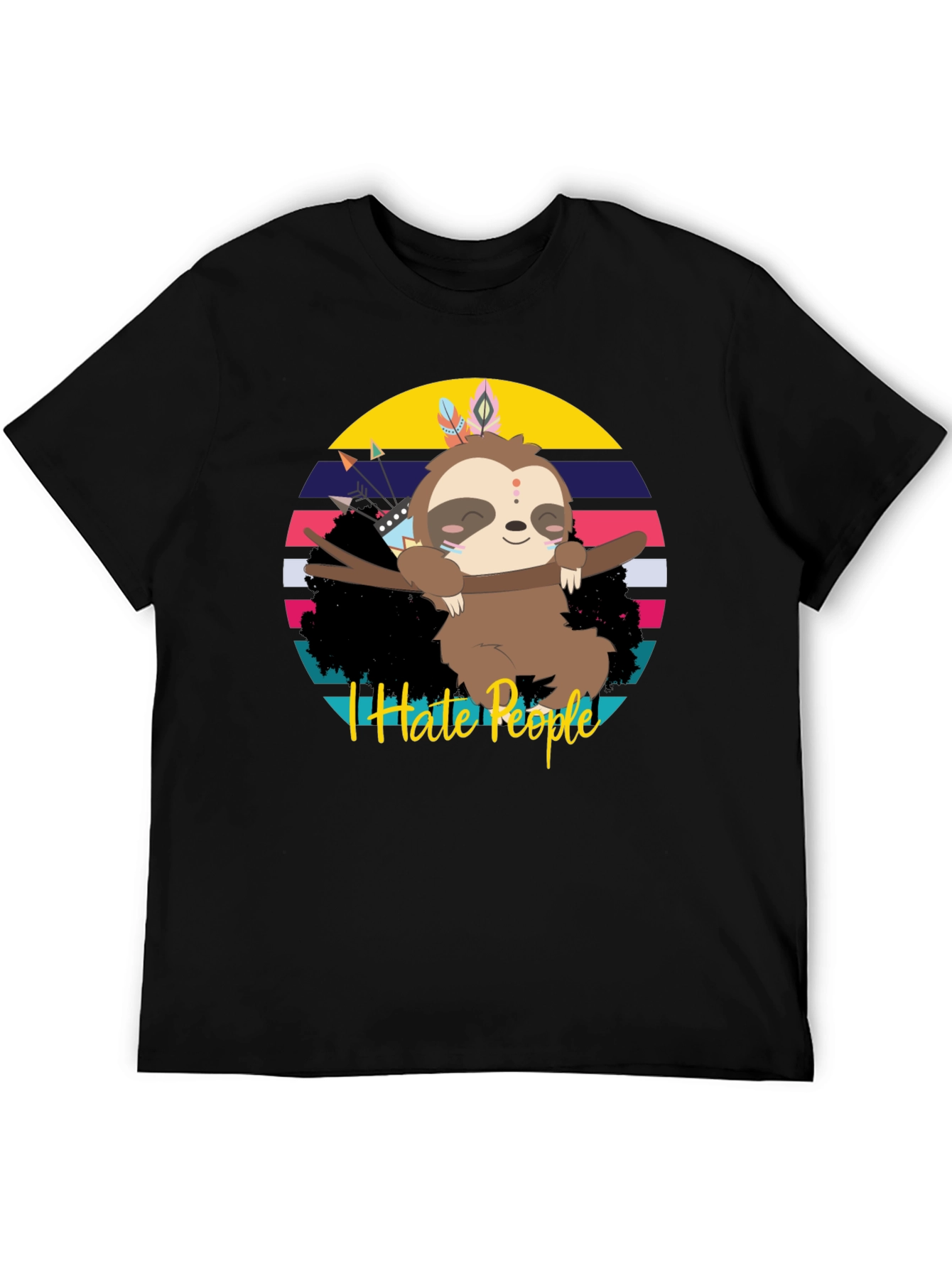 Black I Hate People Sloth Graphic Tee view 5
