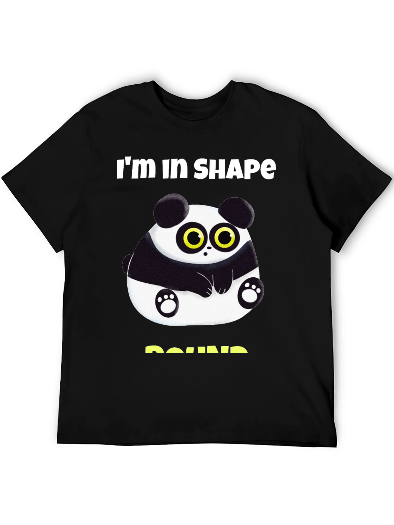 Black Funny Panda Round Shape T-Shirt view 5