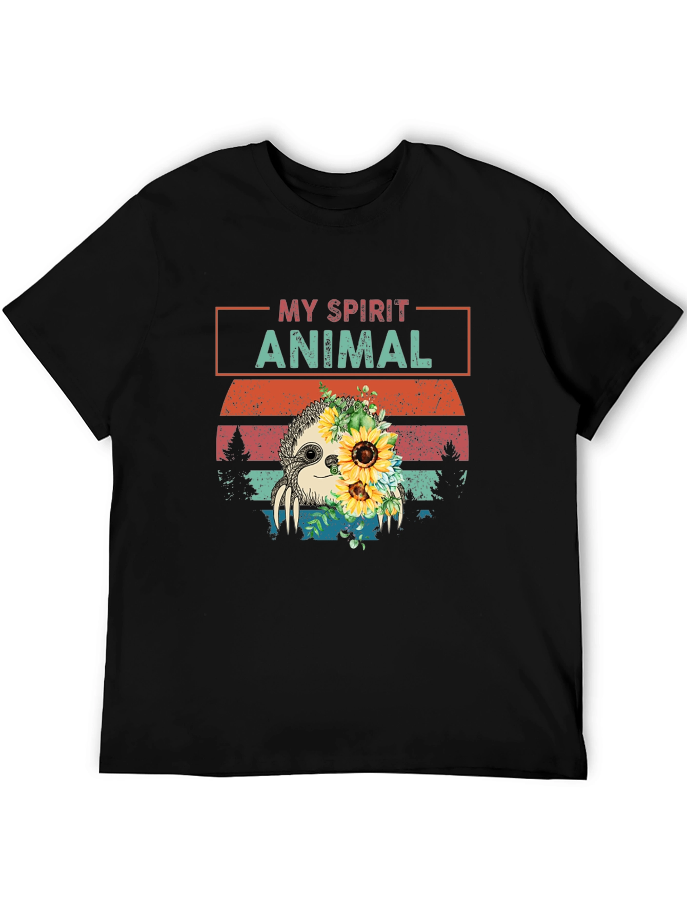 Black My Spirit Animal Sloth Graphic T-Shirt view 5