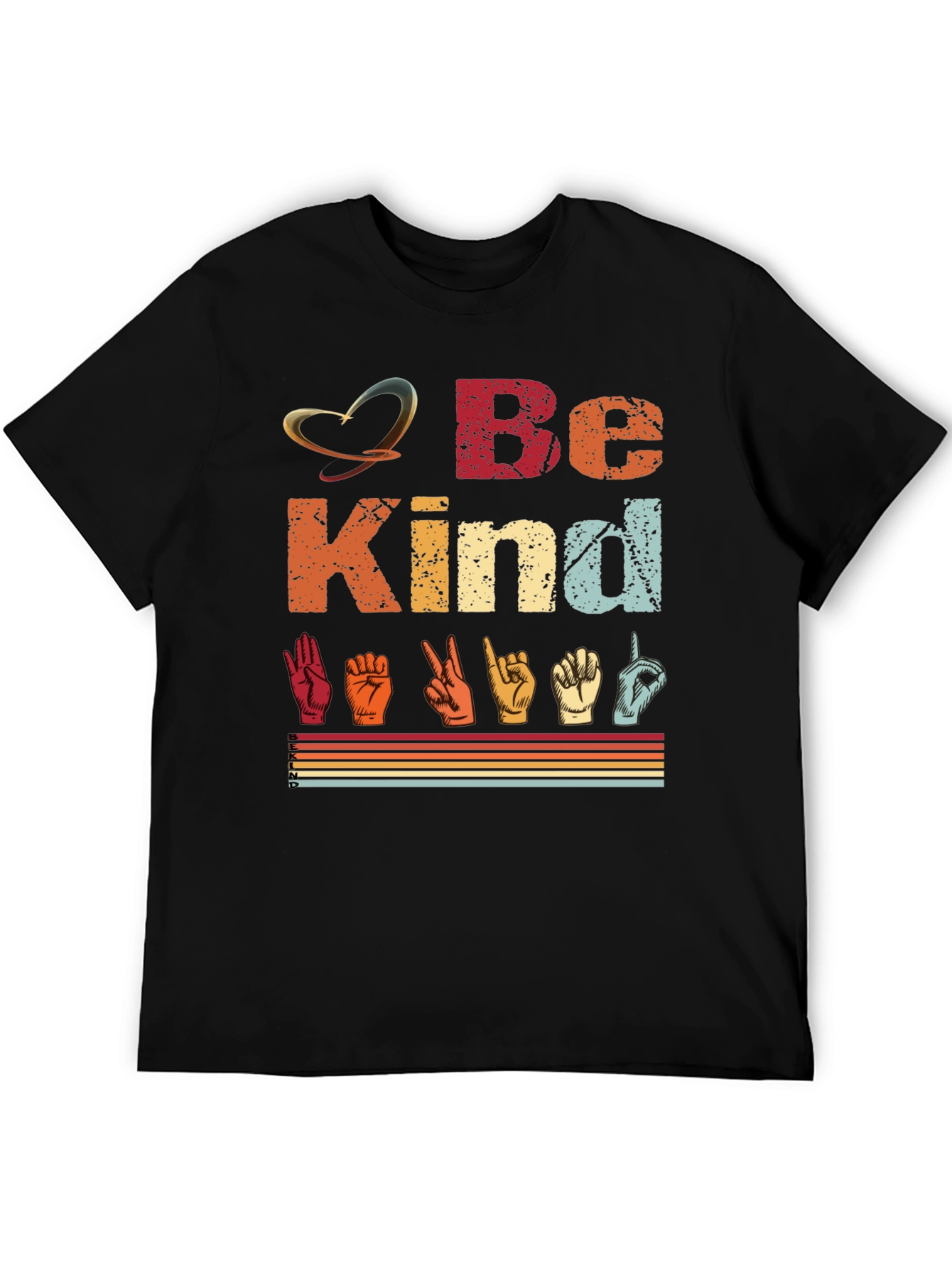 Black Be Kind Sign Language T-Shirt view 5