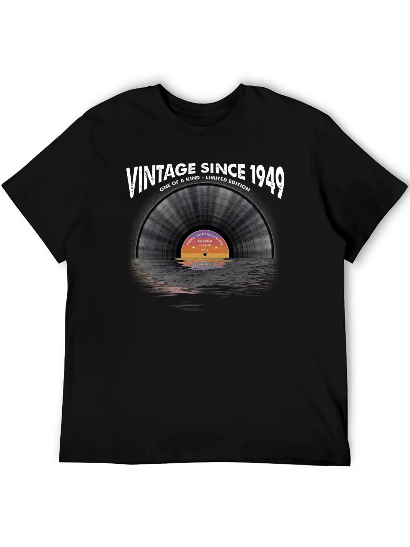 Black Vintage Since 1949 Vinyl Record Graphic T-Shirt view 5