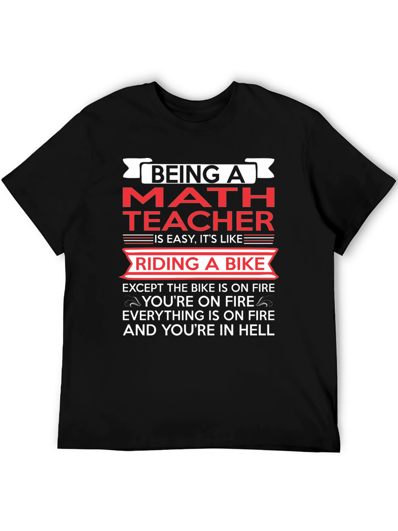 Black Funny Math Teacher Riding a Bike T-Shirt view 5