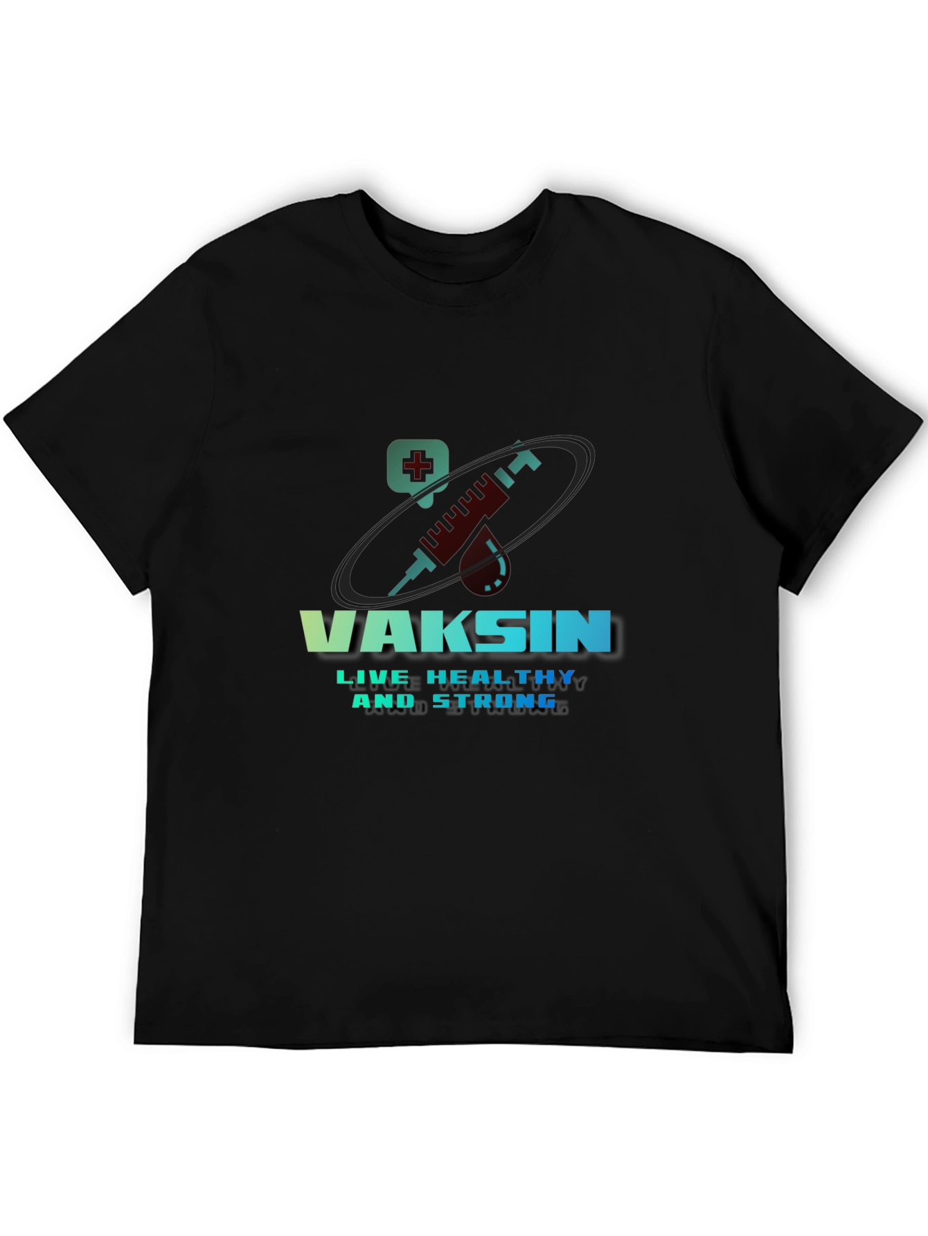 Black Vaccine T-Shirt - Live Healthy & Strong Design view 5