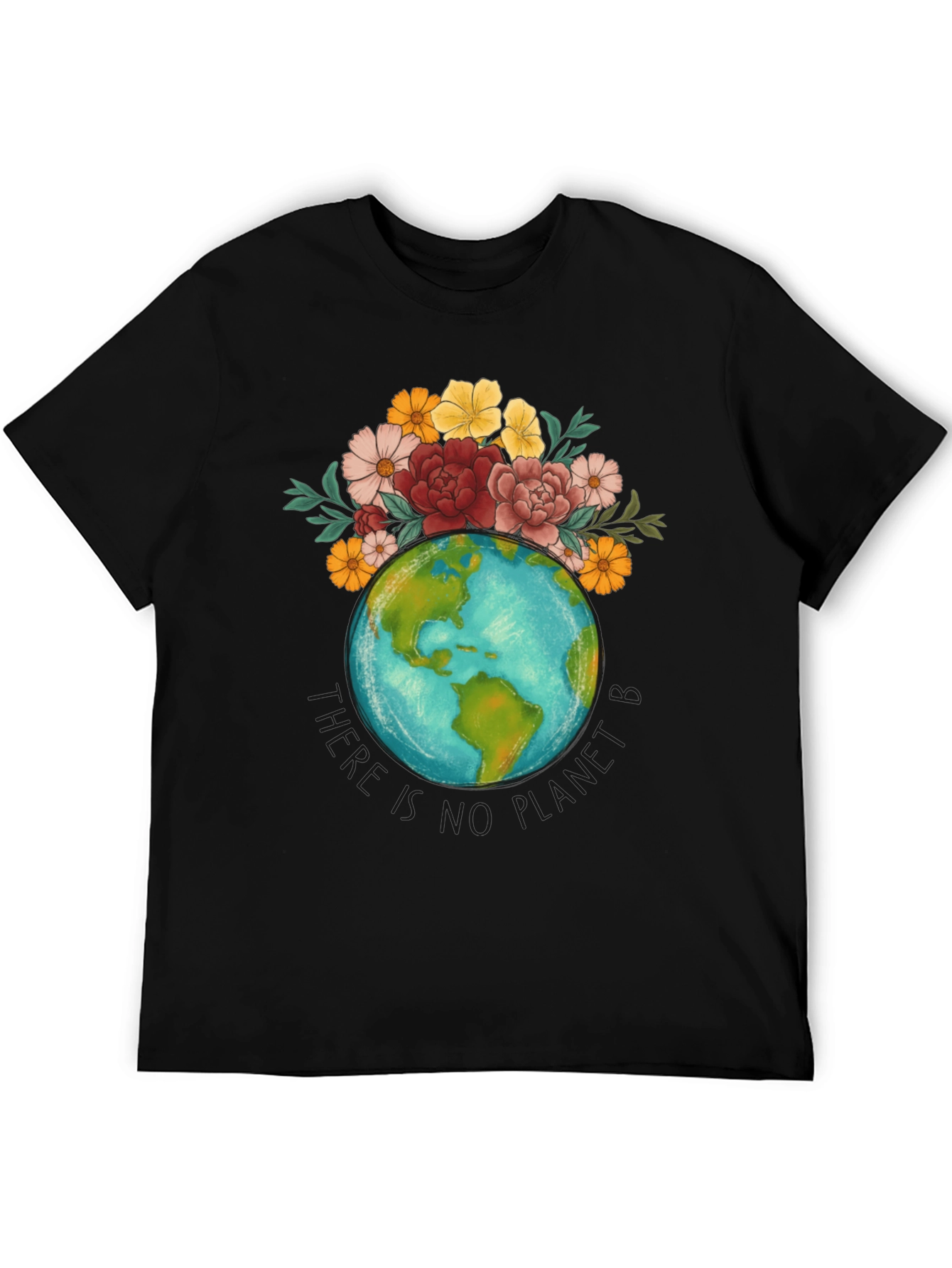 Black Floral Earth Graphic T-Shirt view 5