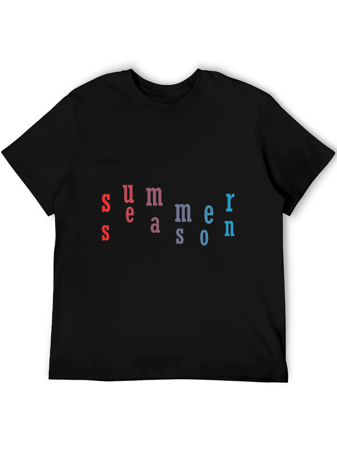 Black Summer Season T-Shirt - Unique Letter Design view 5