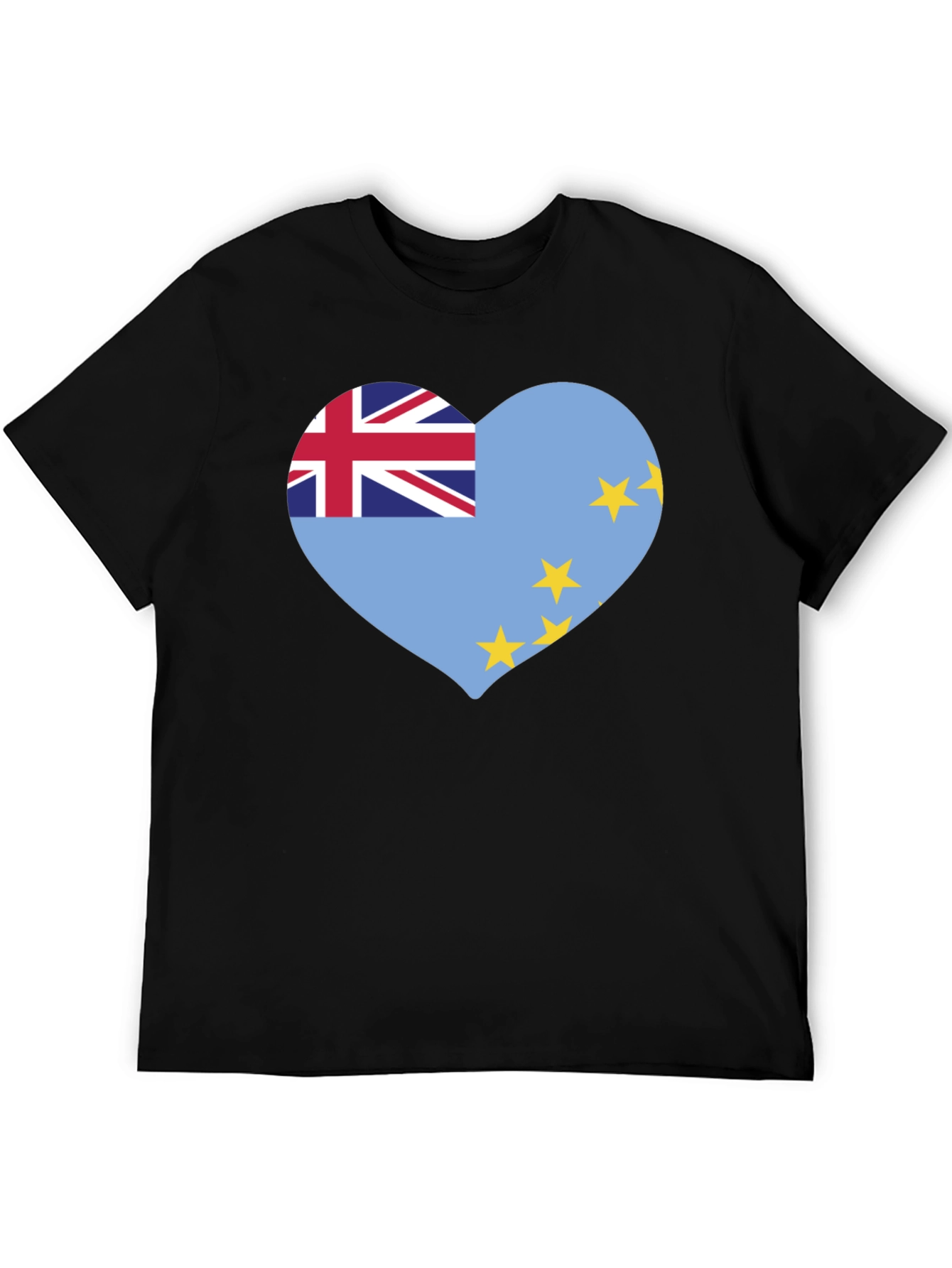Black Tuvalu Flag Heart T-Shirt - Show Your Pride! view 5