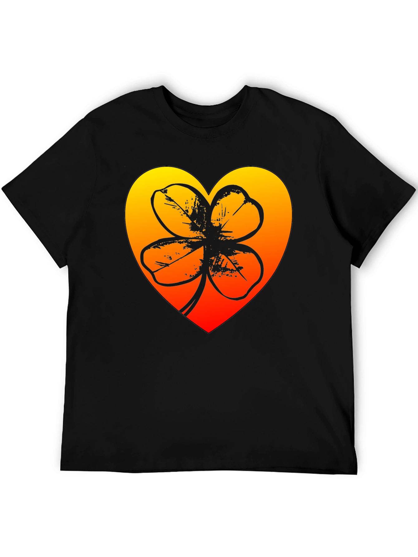 Black Lucky Heart Clover T-Shirt - Black view 5
