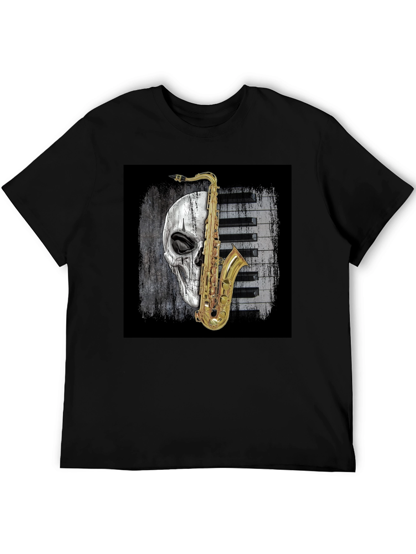 Black Skull Saxophone Graphic Tee view 5