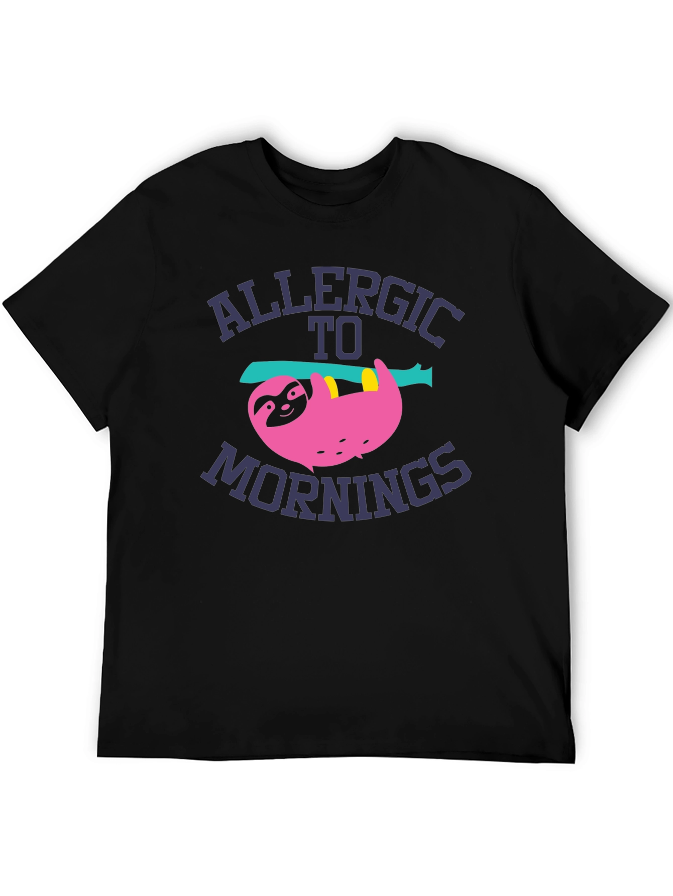 Black Allergic to Mornings Sloth Graphic Tee view 5