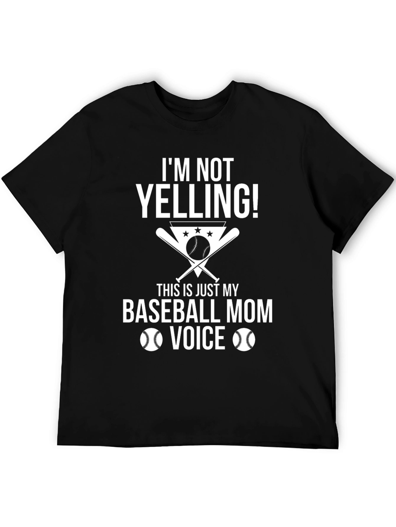 Black Baseball Mom Voice T-Shirt - Funny Graphic Tee view 5